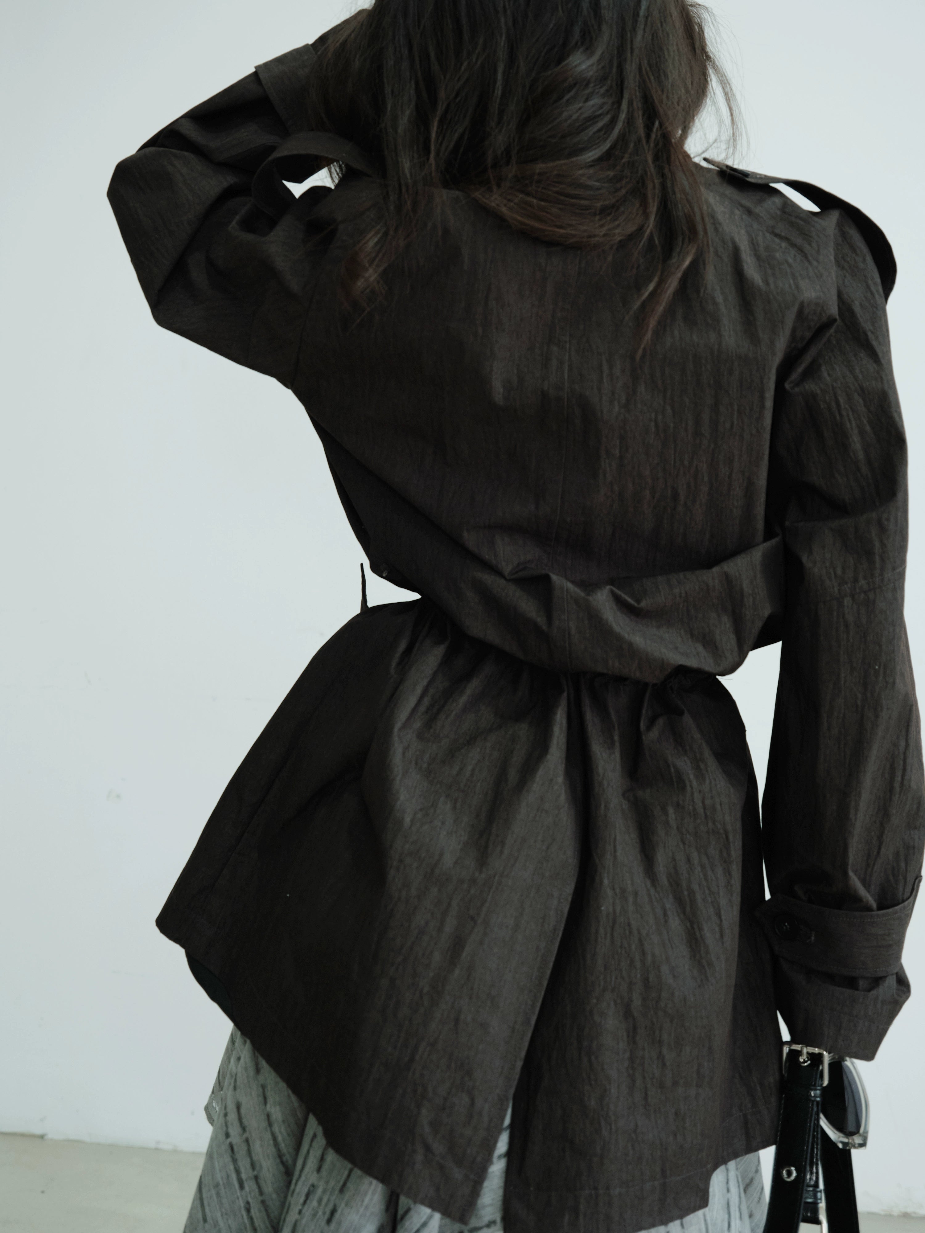 Belted Utility Pocket Military Jacket Black