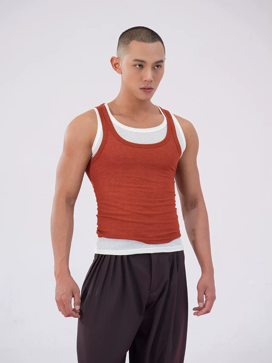 Layered Ember Double Tank Top