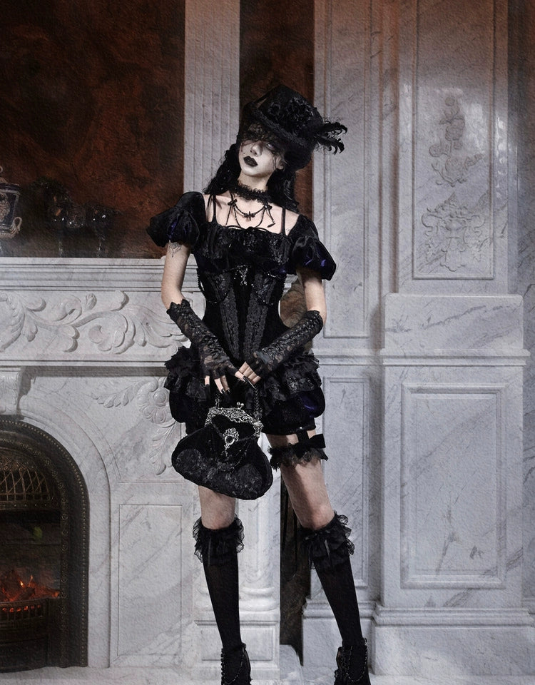 Velvet Gothic Puff Sleeve Corset