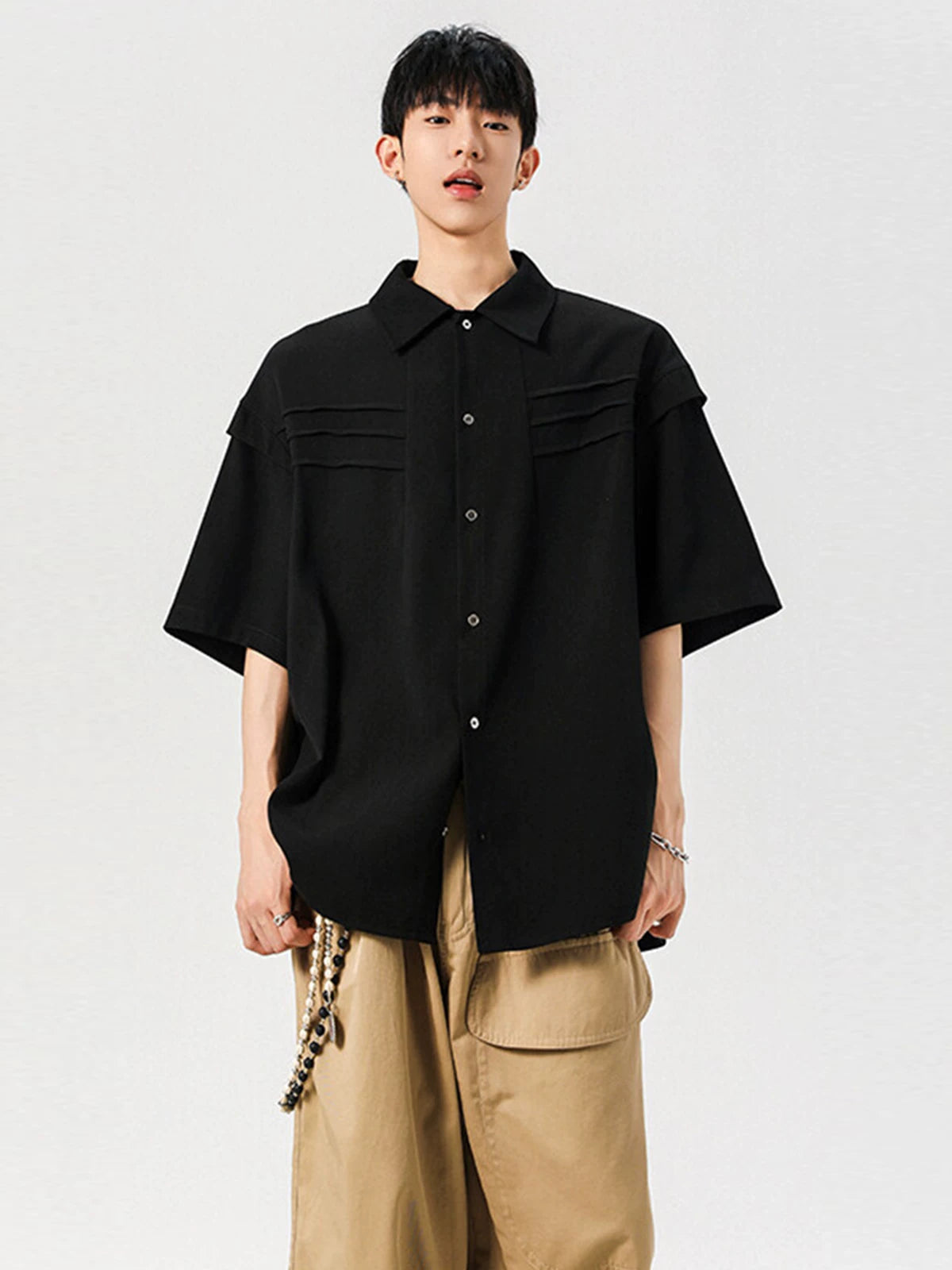 Midnight Pleat Panel Box Shirt