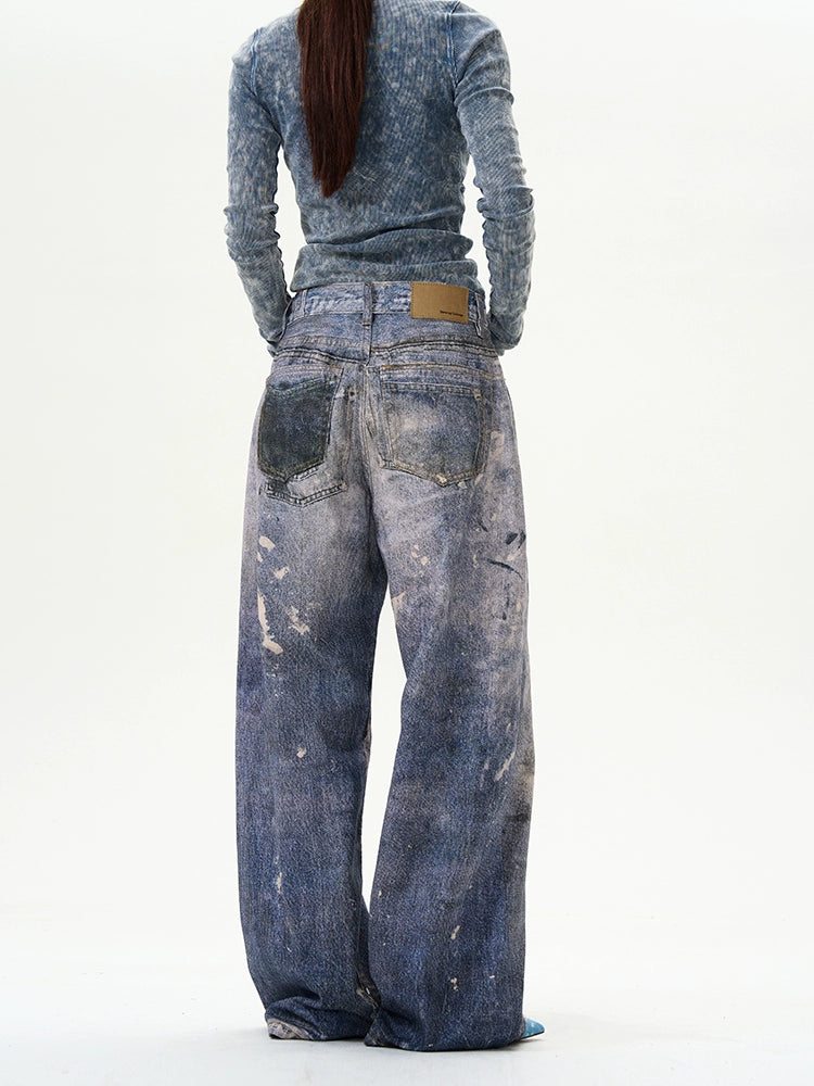 Indigo Splash Grunge Jeans