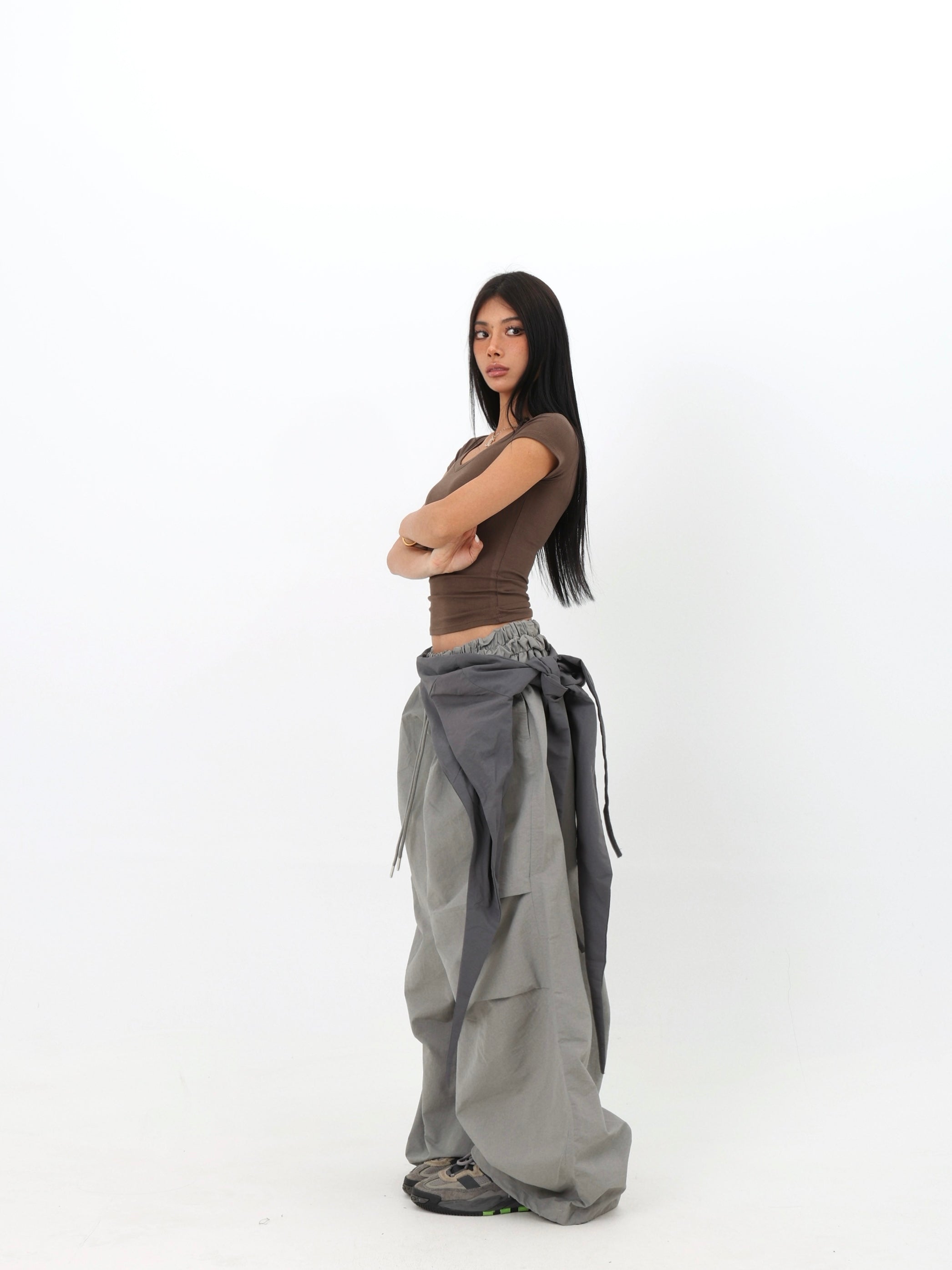 Wrap Waist Parachute Pants