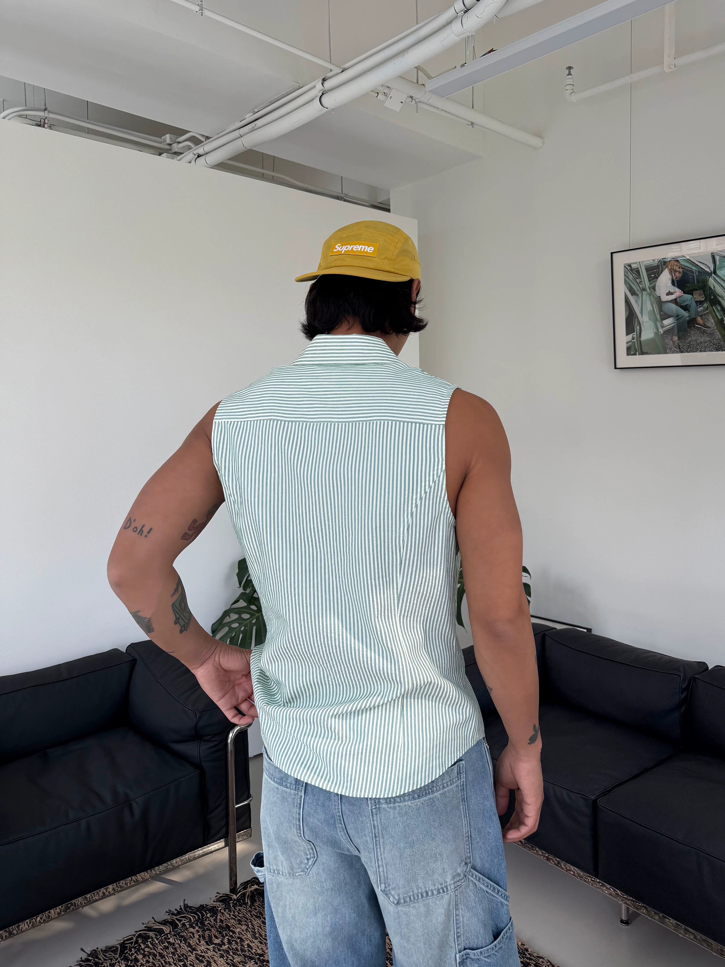 Seaside Stripe Sleeveless Collar Shirt