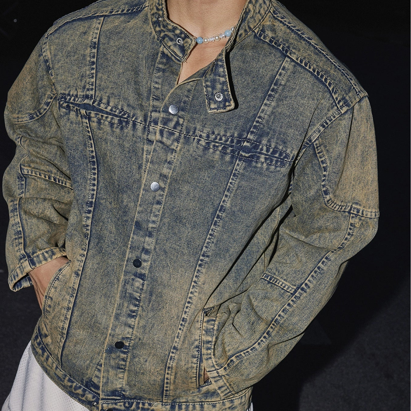 Stonewash Edge Snap Denim Jacket