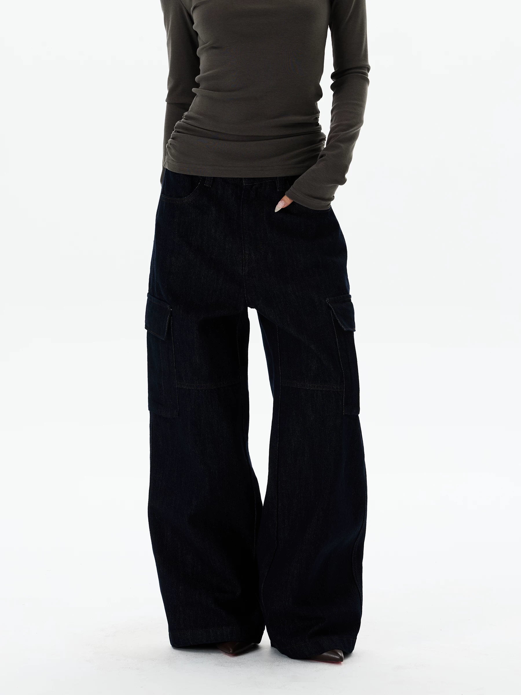 Midnight Cargo Balloon Jeans