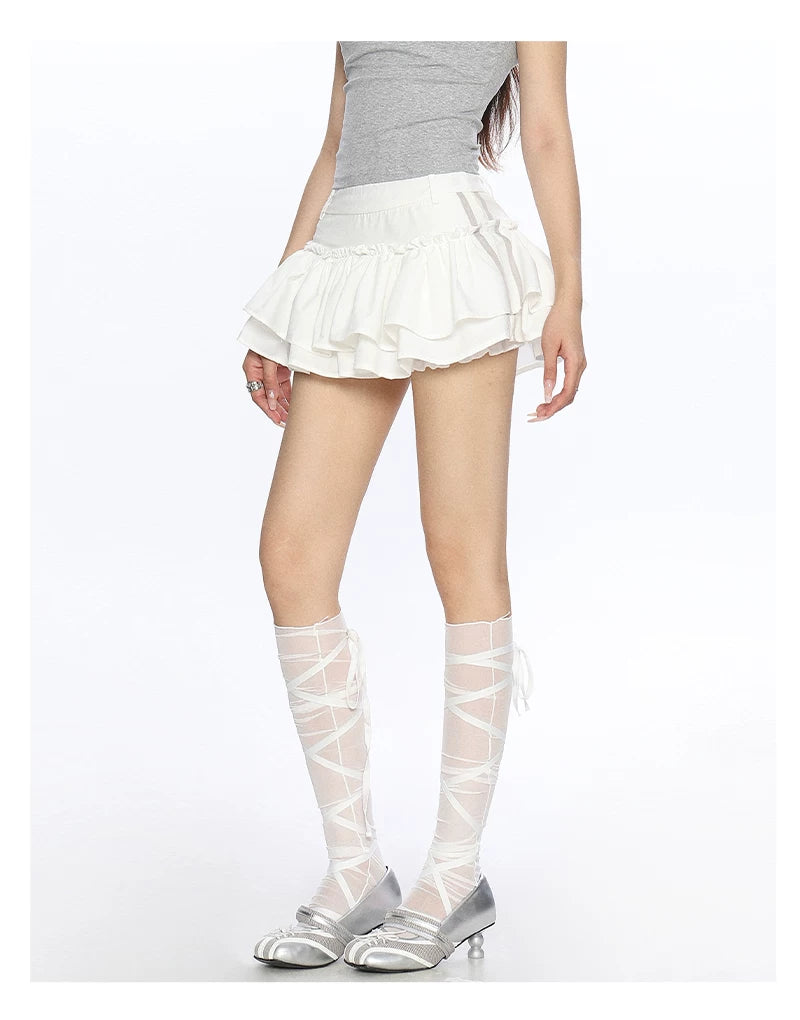 Varsity Ruffle Pleated Mini Skirt