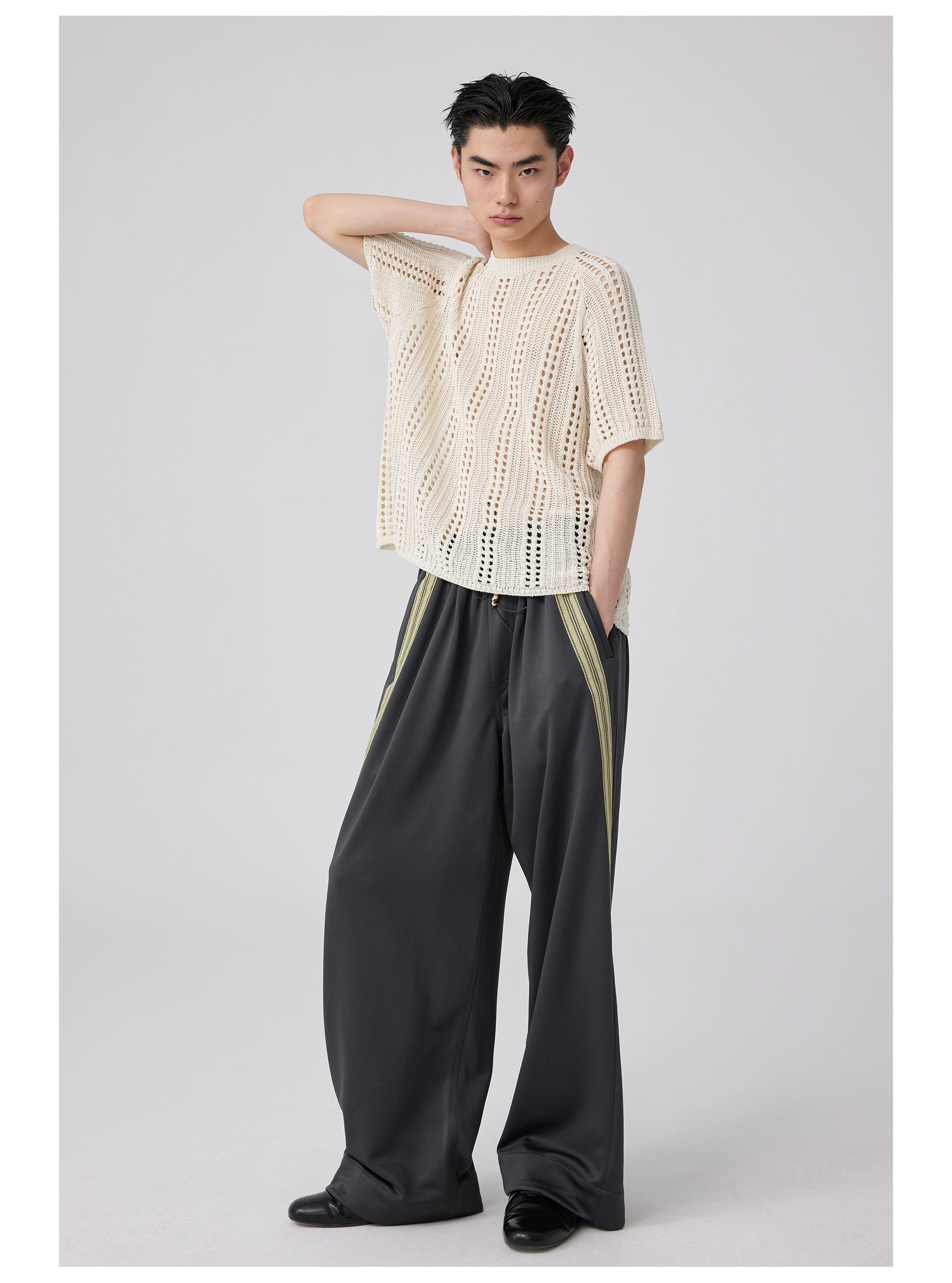 Wide Leg Track Pants with Side Stripe