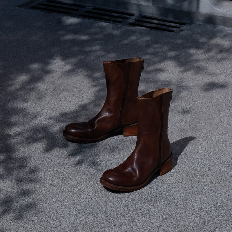Leather Mid-Calf Boots