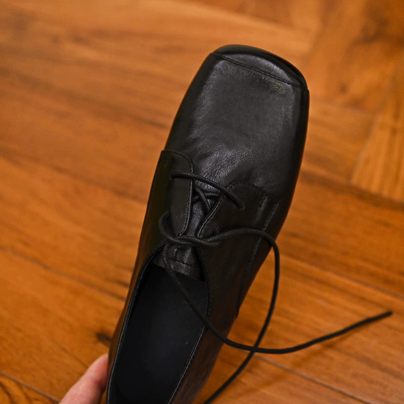 Noir Classic Square-Toe Derby Shoes