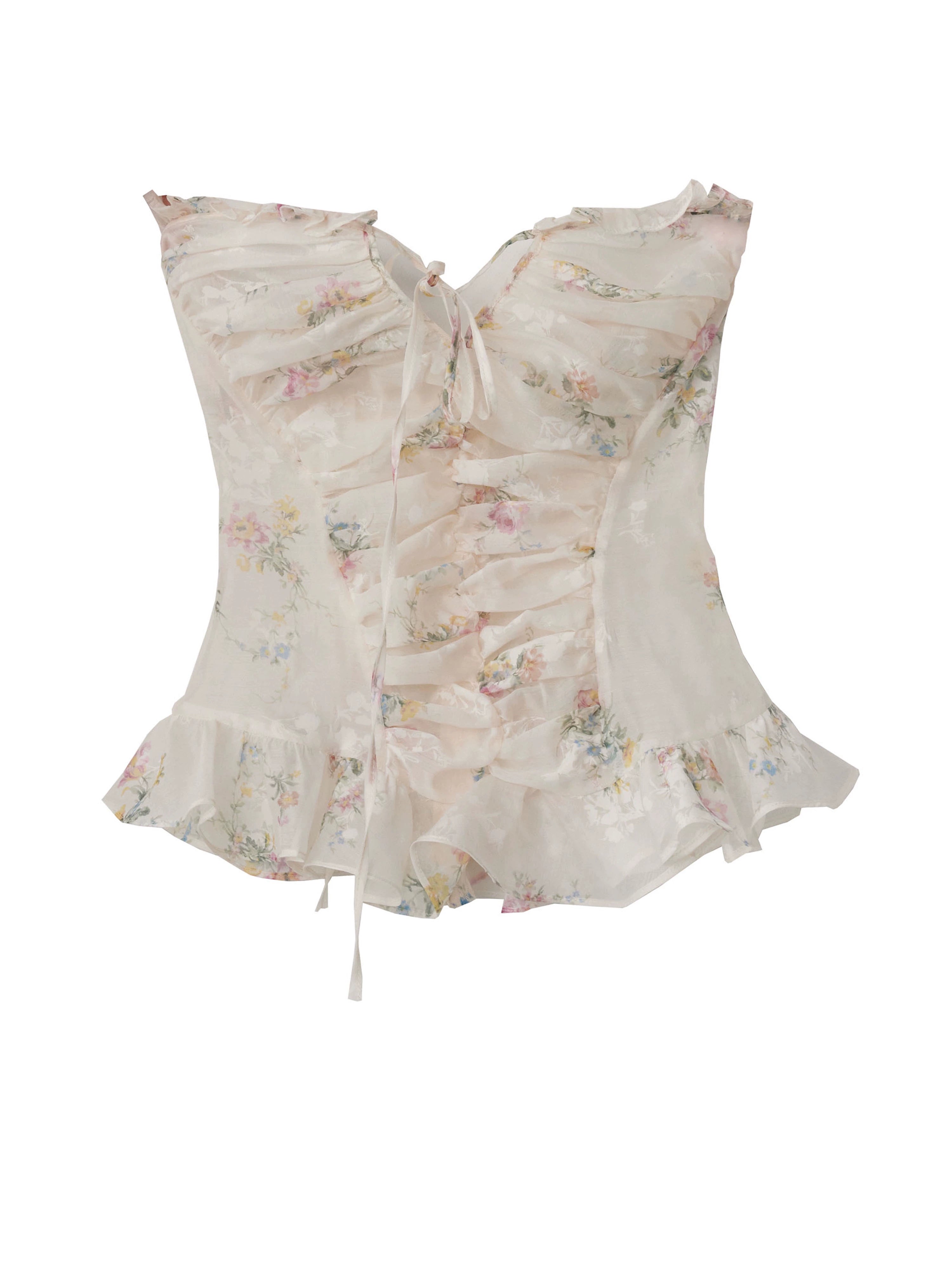 Vintage Floral Print Bustier Vest
