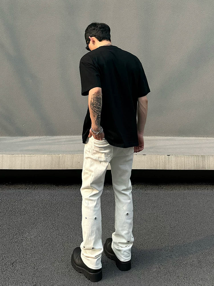 Ivory Snap-Hem Utility Jeans