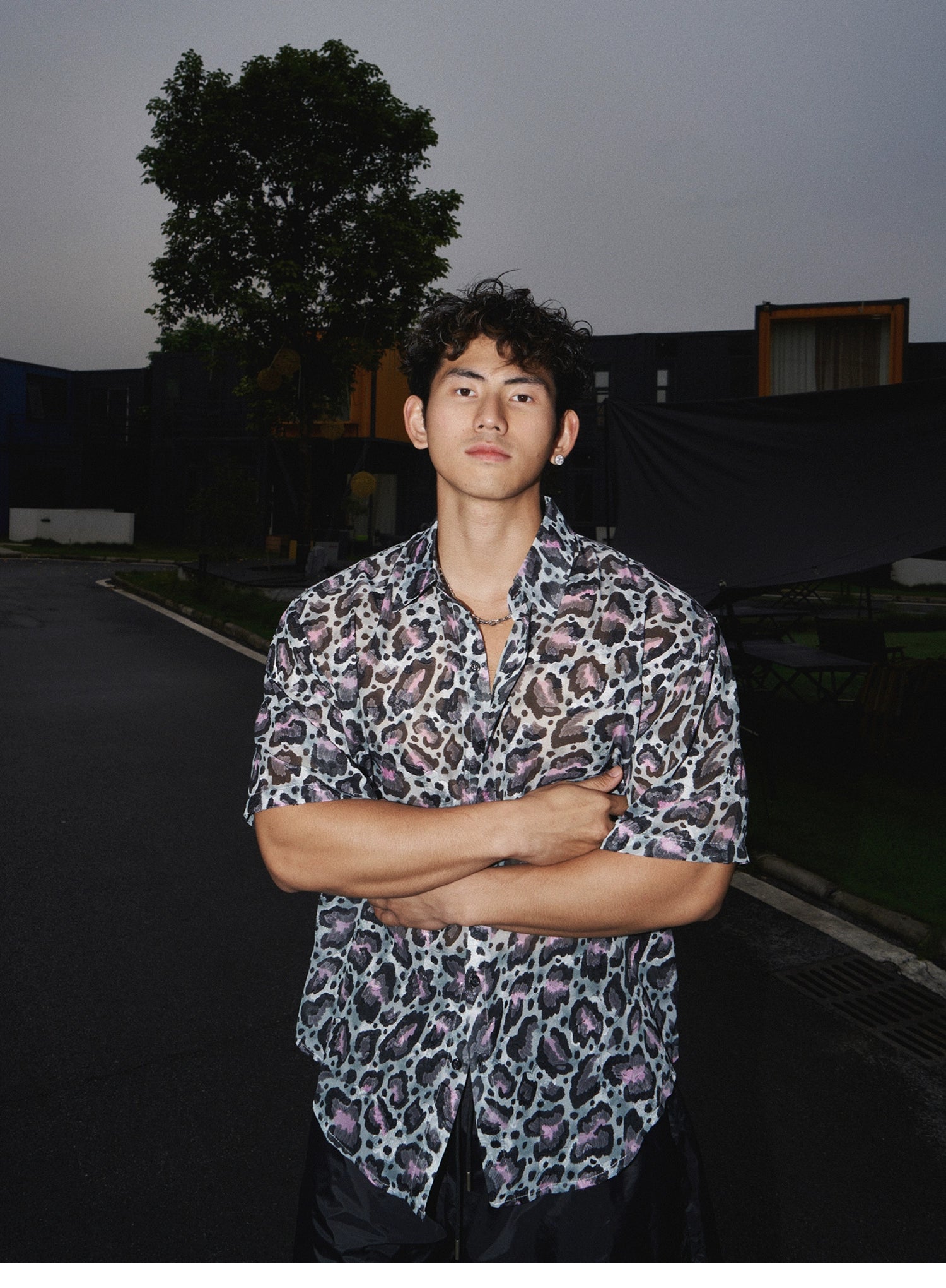 Sheer Abstract Print Summer Shirt