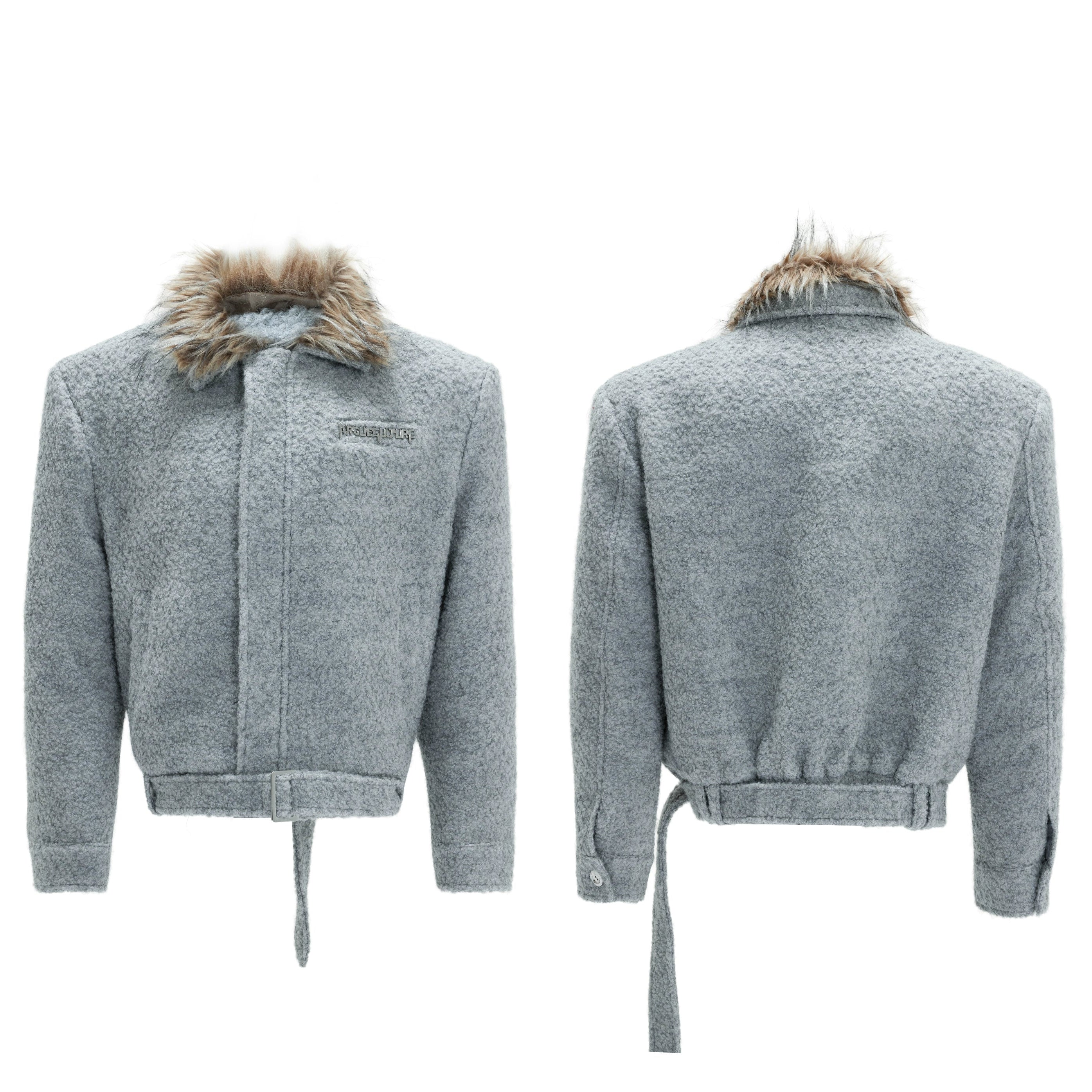 Frosted Sky Belted Wool Jacket