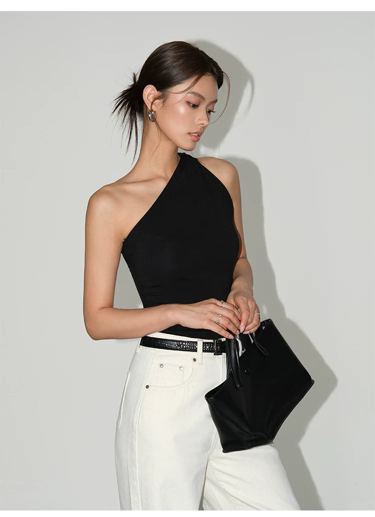 Sculpted Grace One‑Shoulder Knit Tank