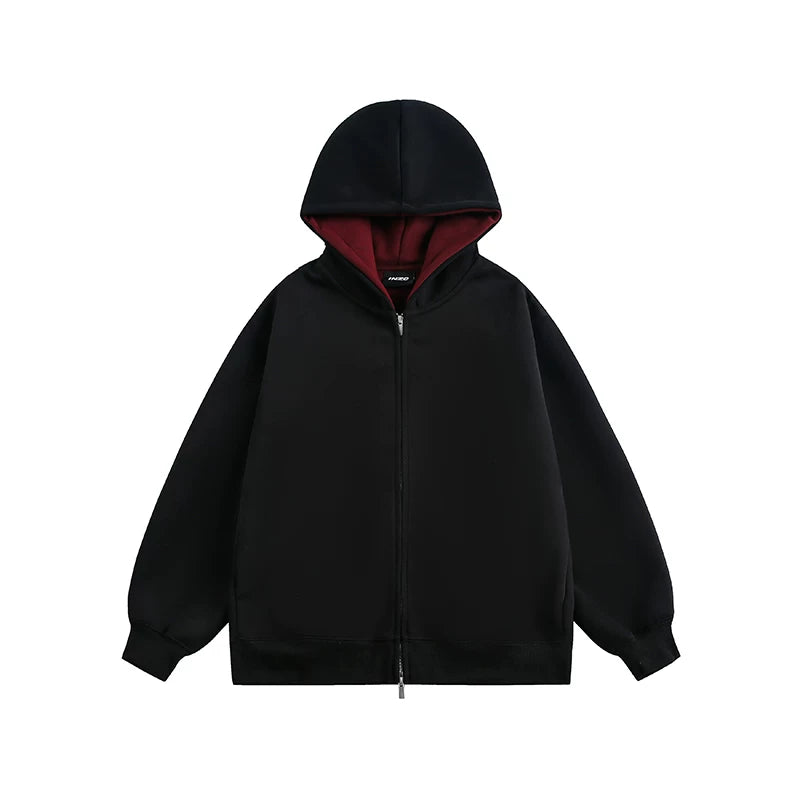 Dual-Tone Varsity Zip Hoodie
