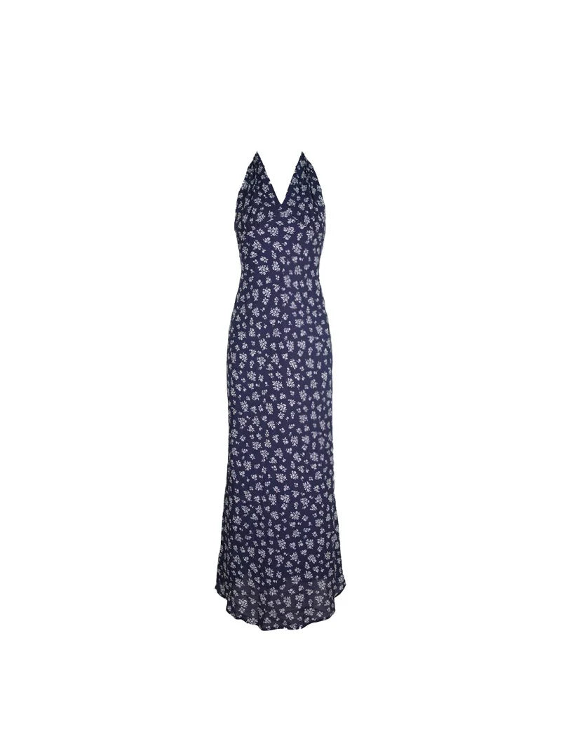 Floral Halter Neck Maxi Dress