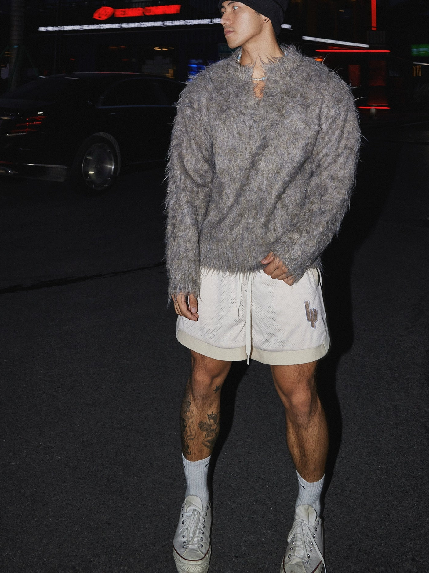 Shadow Wolf Fuzzy Knit Sweater