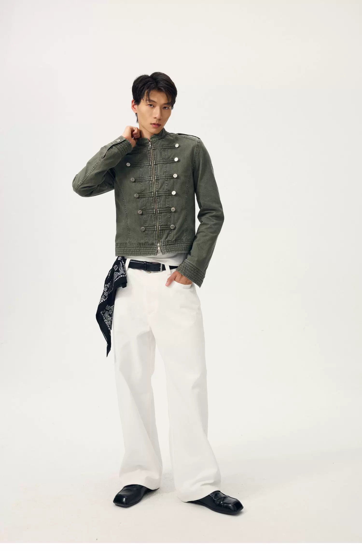 Olive Regiment Cropped Field Jacket