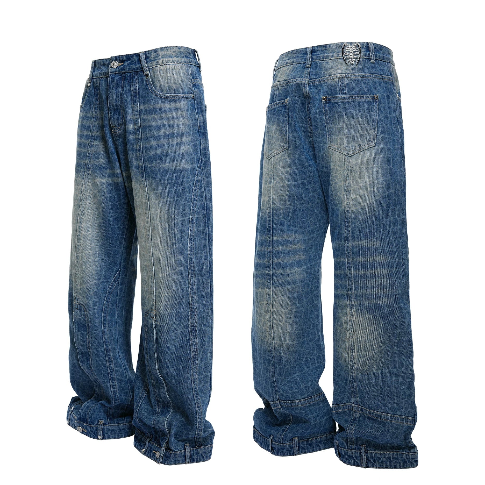 Gator Fade Wide-Leg Denim Trousers