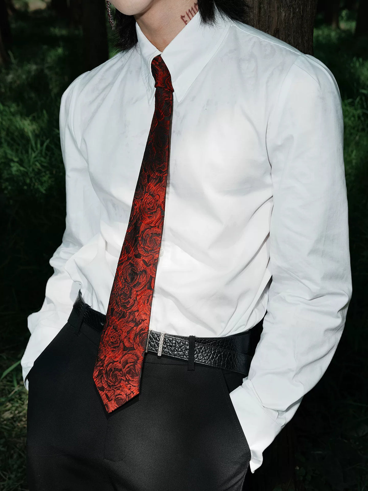 Crimson Rose Jacquard Necktie