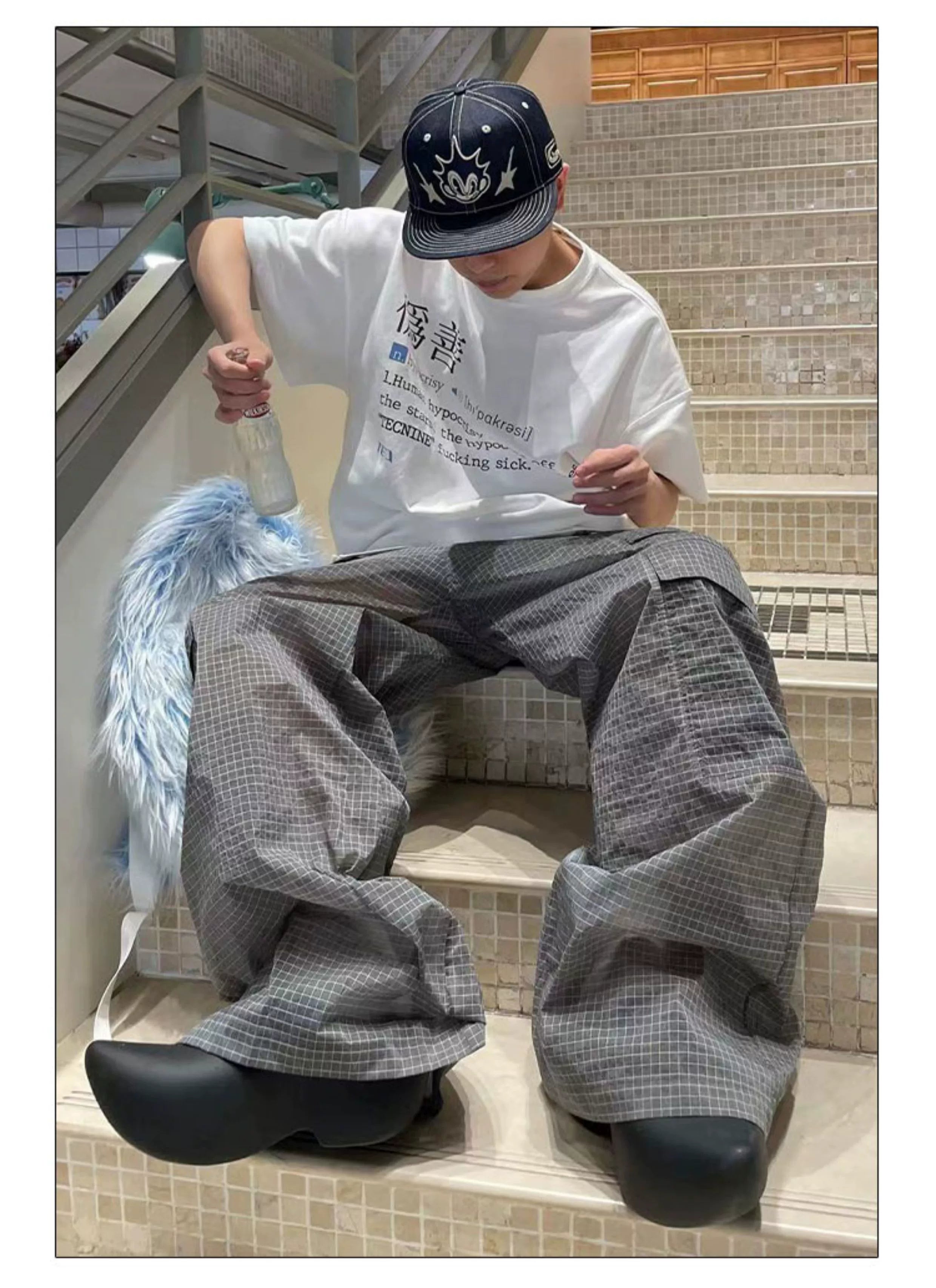 Cartoon Embroidered Denim Snapback Cap