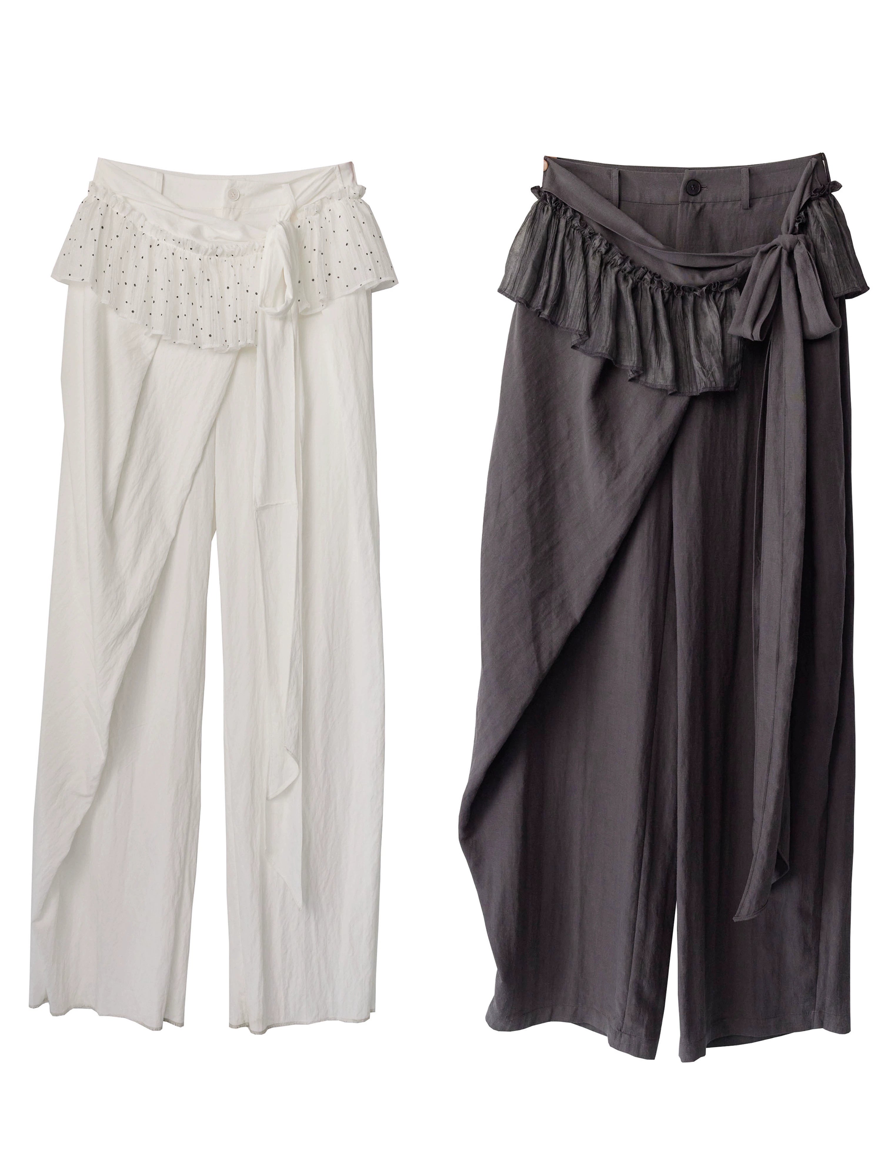 Ruffle Waist Wide-Leg Palazzo Pants