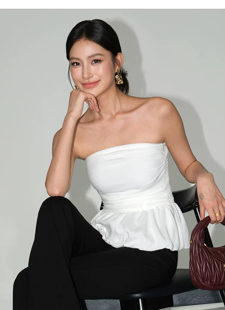 Whisper Peplum Ruched Bandeau Top
