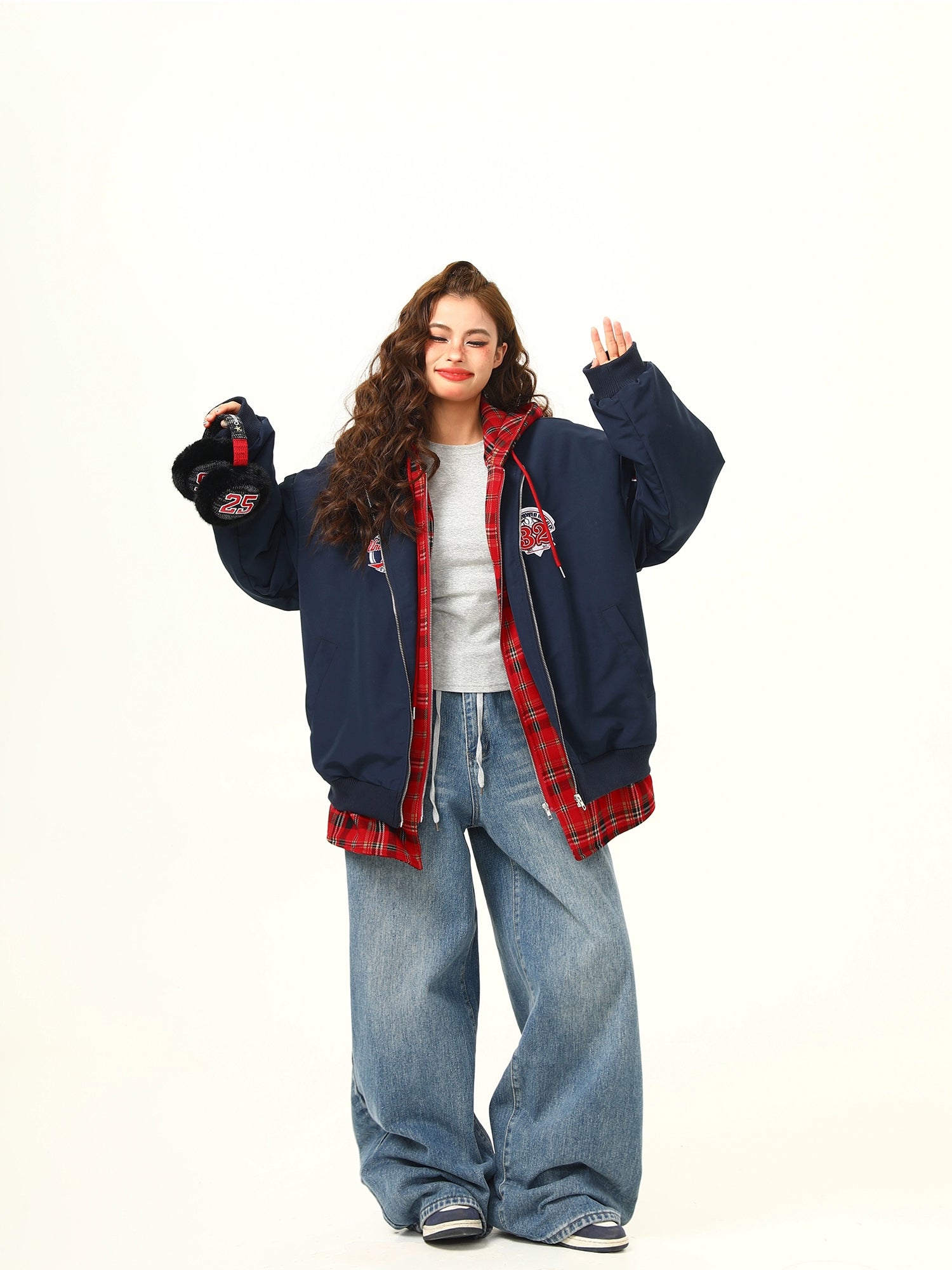 Varsity Patchwork Layered Bomber Jacket