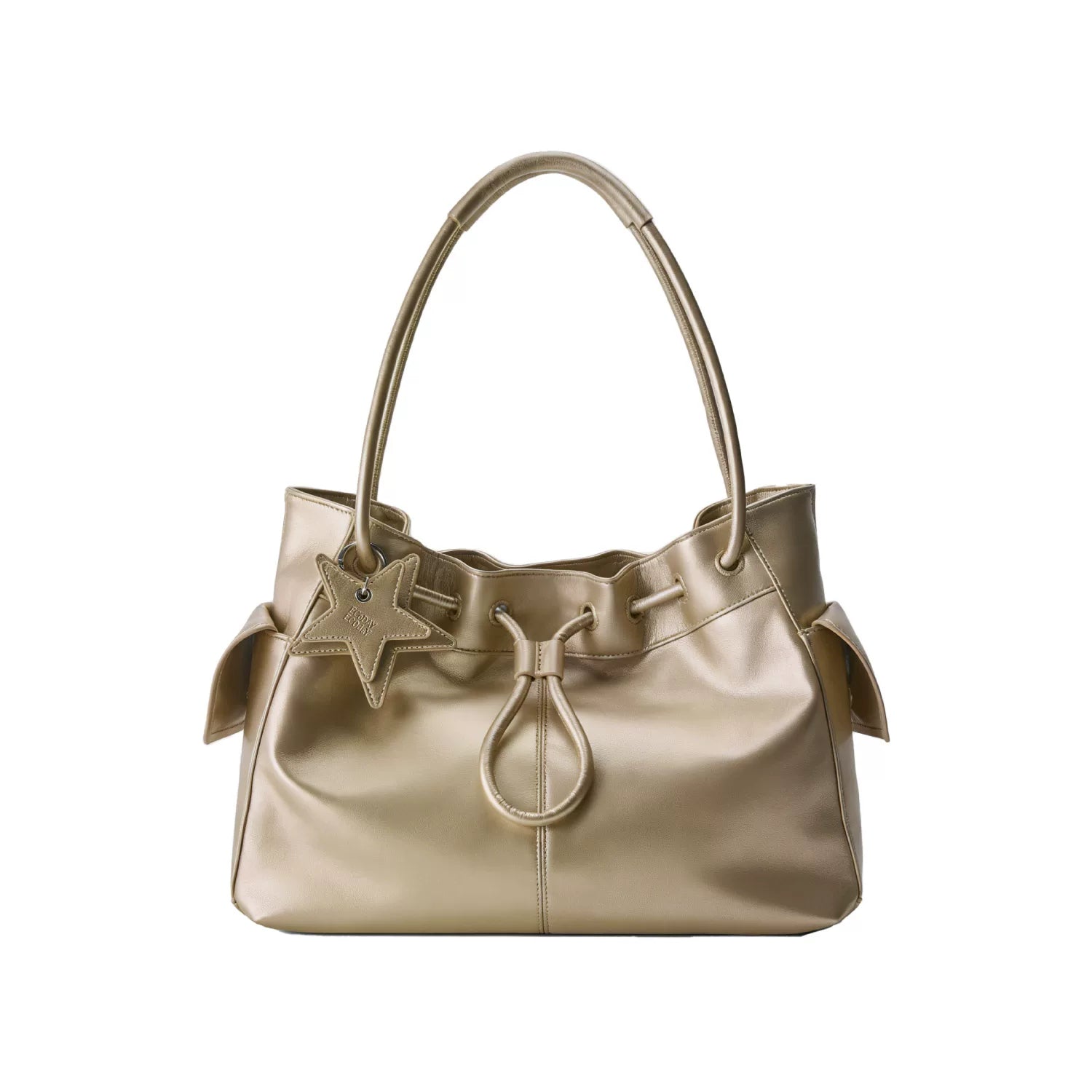 Drawstring Cloud Shoulder Bag - Champagne Gold / Large