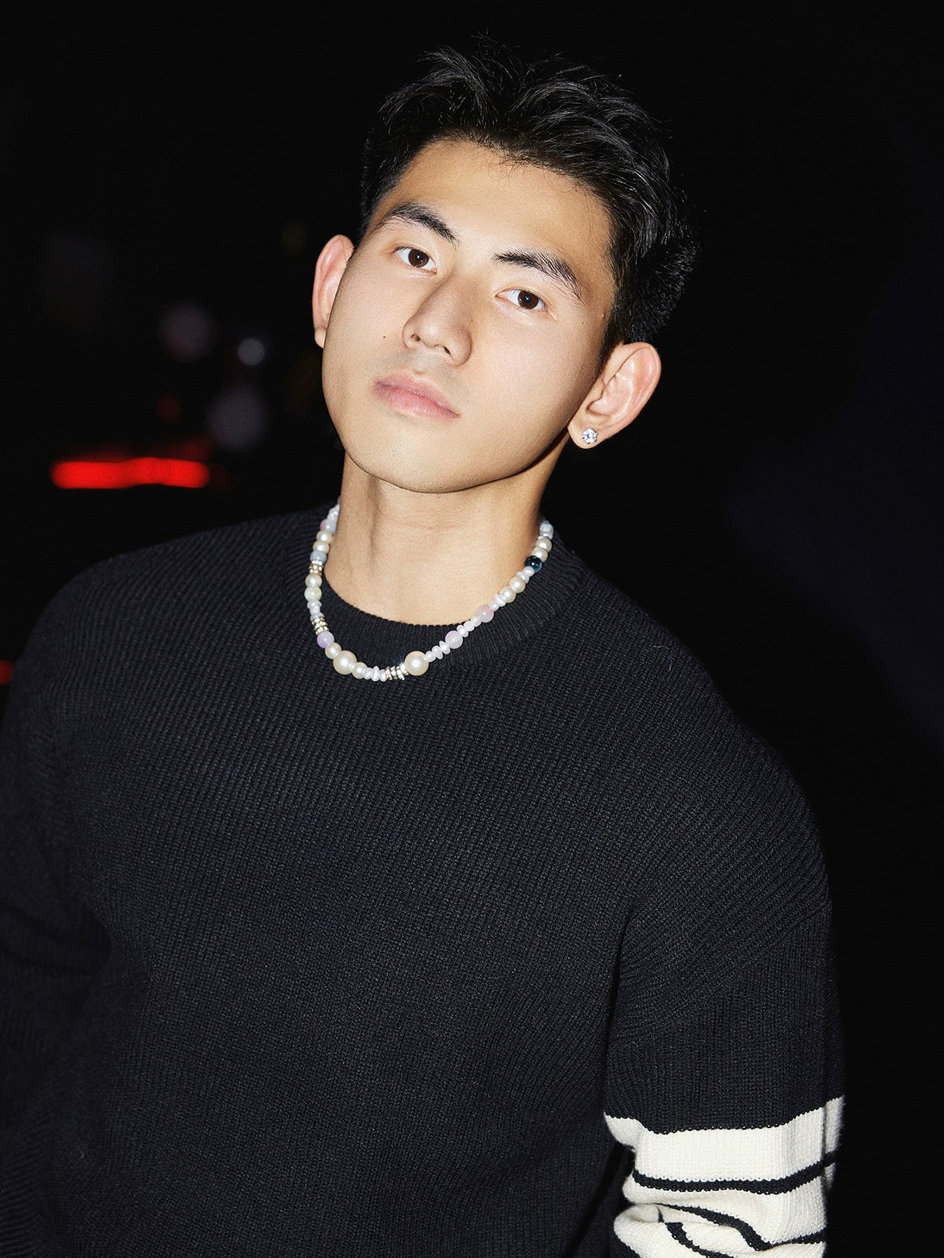 Crewneck Striped Sleeve Sweater