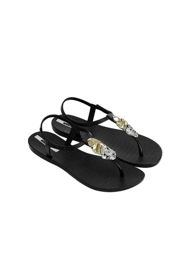 Sculpted Metallic Charm Thong Sandals