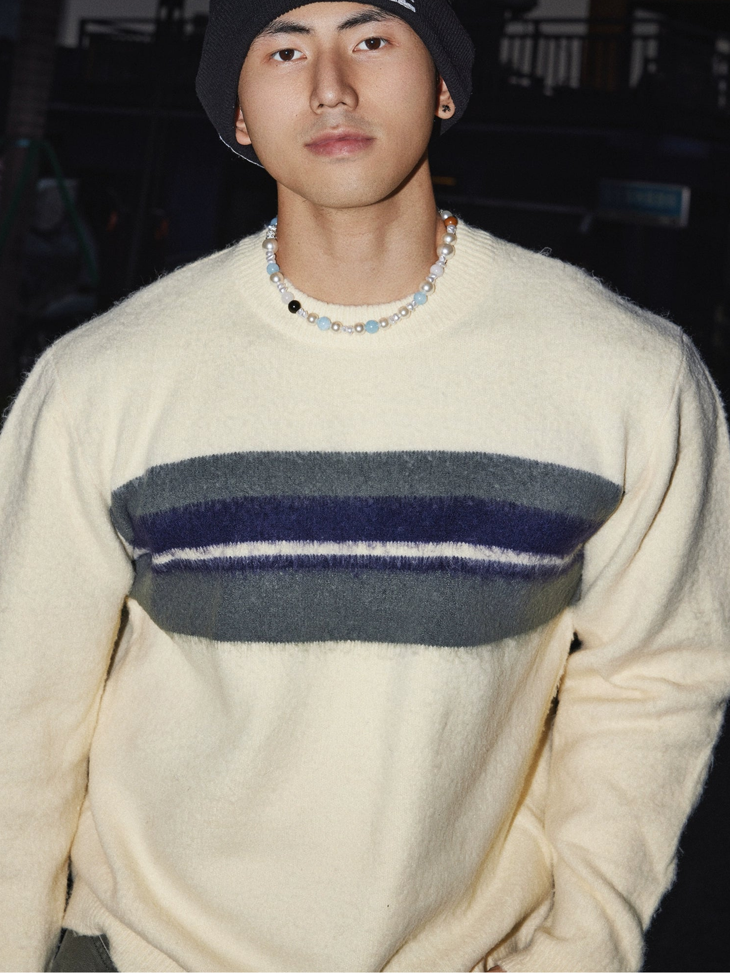 Midnight Stripe Cloud Knit Sweater