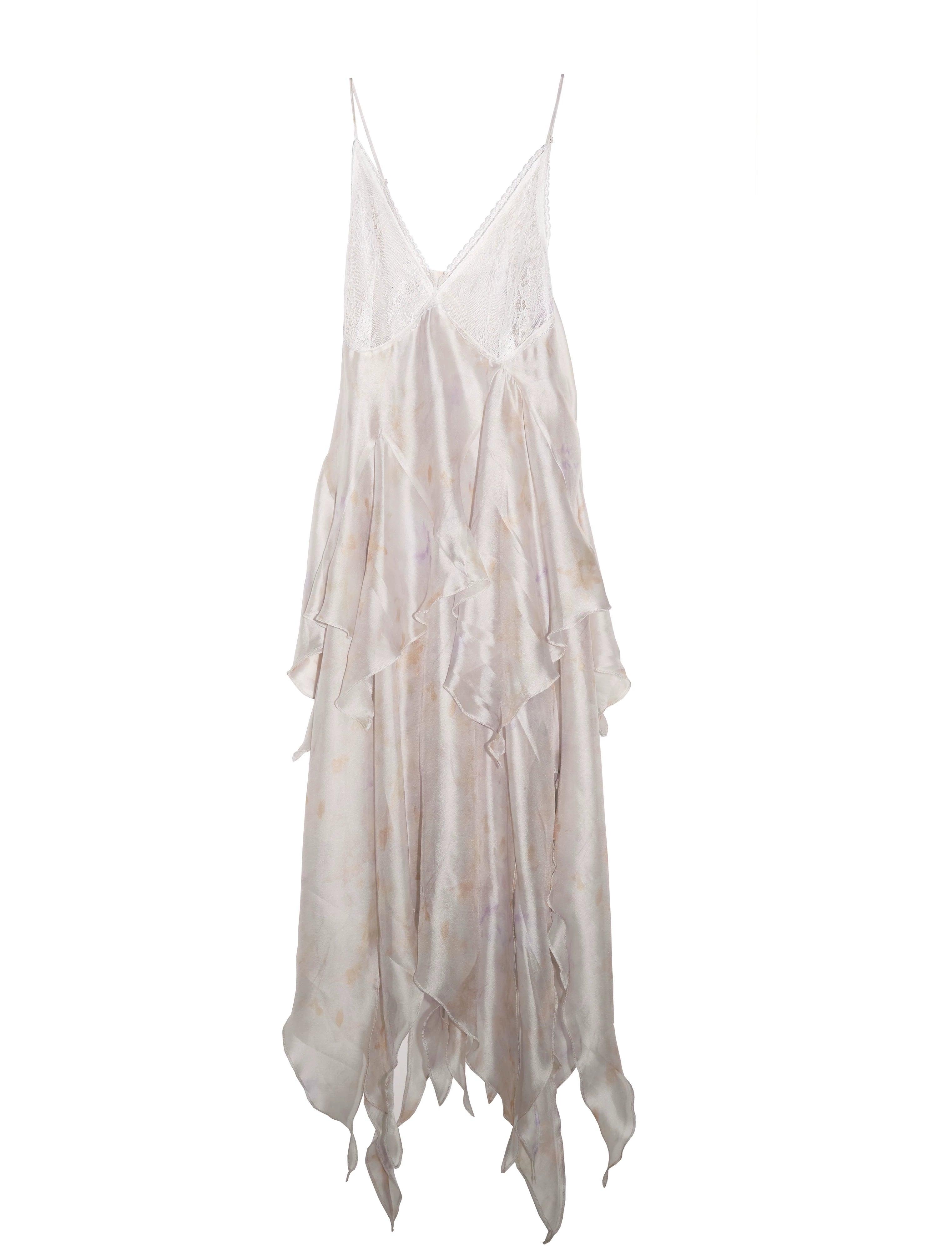 Jnylon Studio Ethereal Fairy Slip Robe - Femme en mousseline de mousseline en ivoire pour femmes avec mouchoir Hem