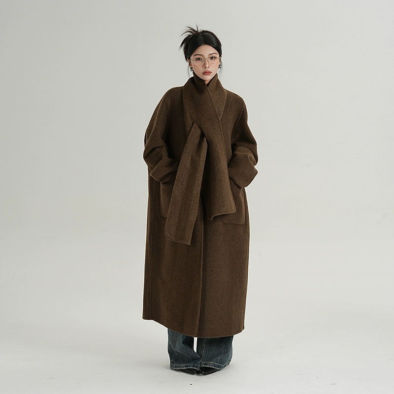 Cocoon Scarf Wool Coat