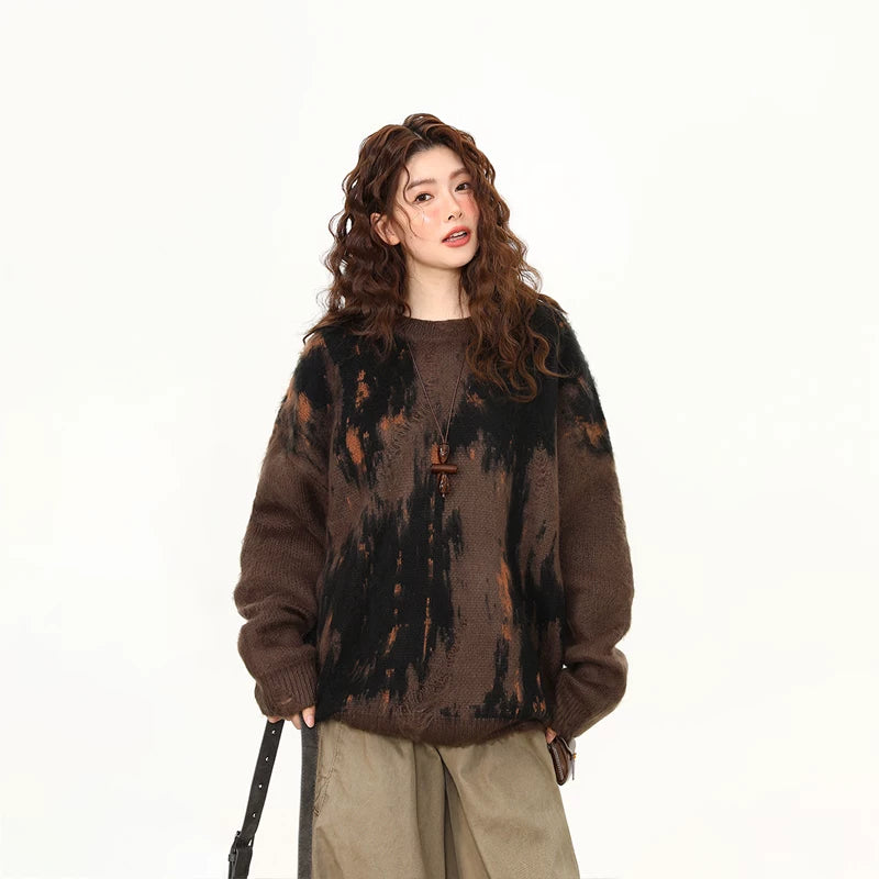 Ember Drift Brushstroke Knit Sweater