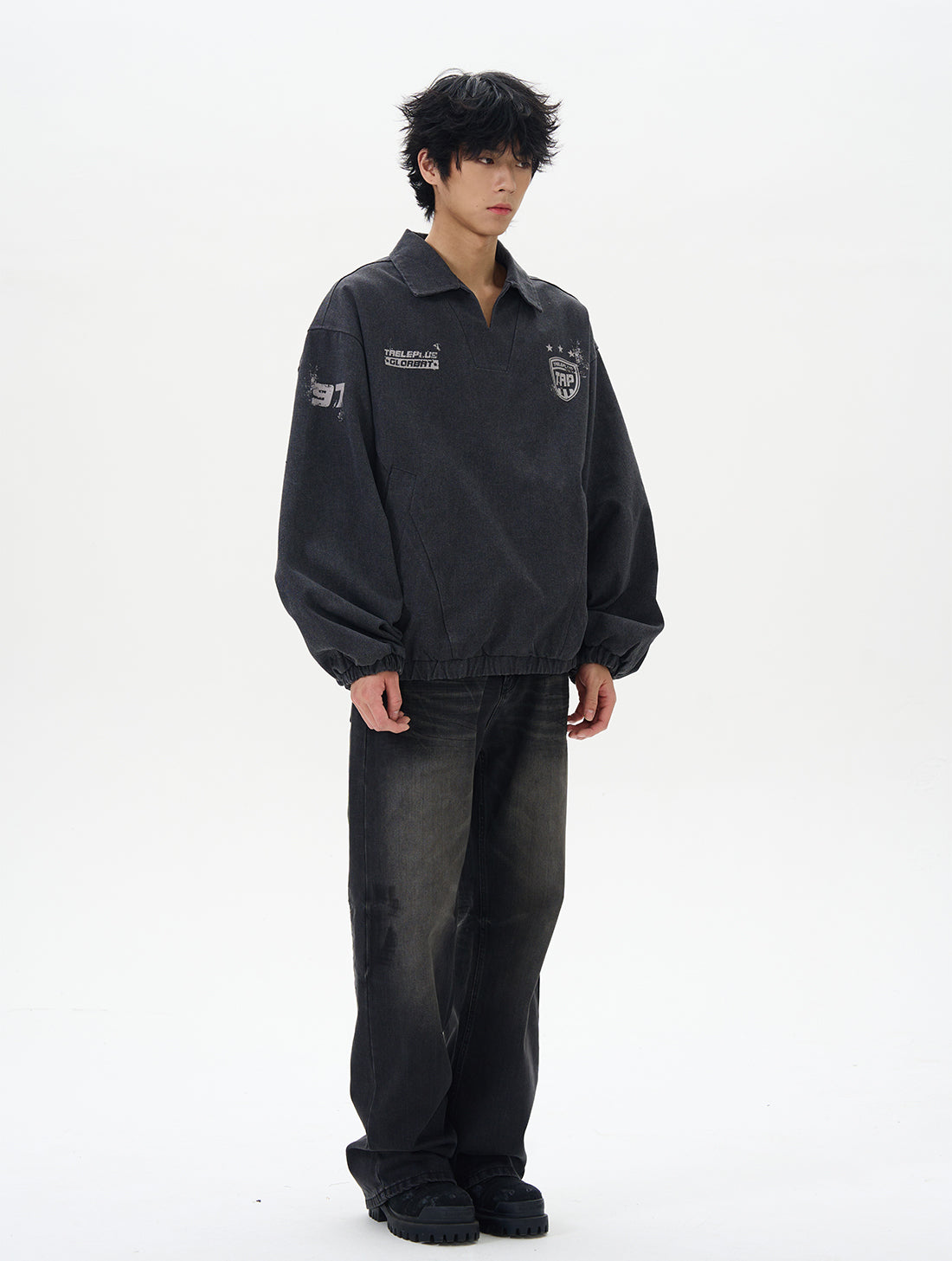 Light Blue Vintage Varsity Pullover