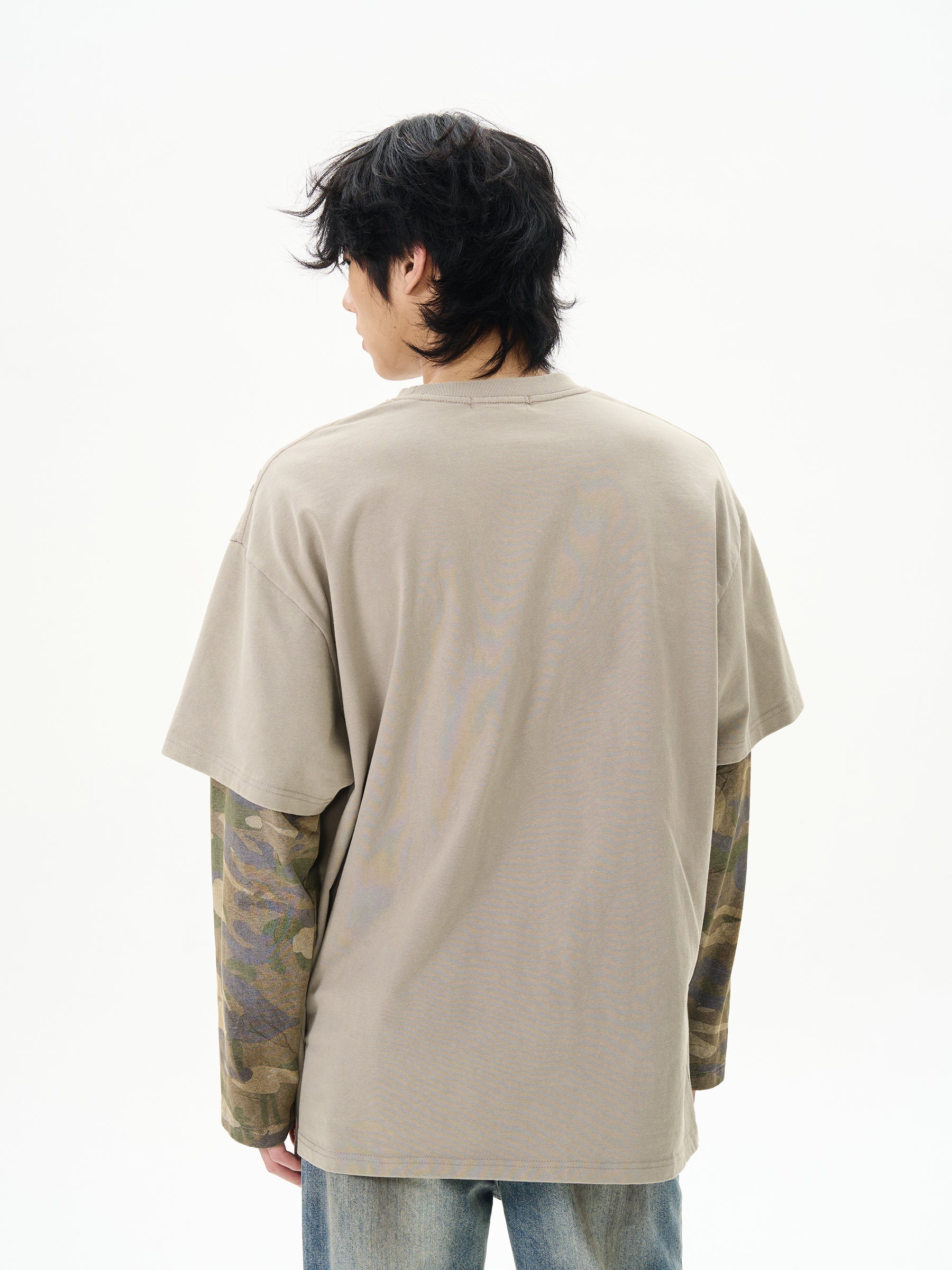 Vintage Layered Camo Sleeve T-Shirt