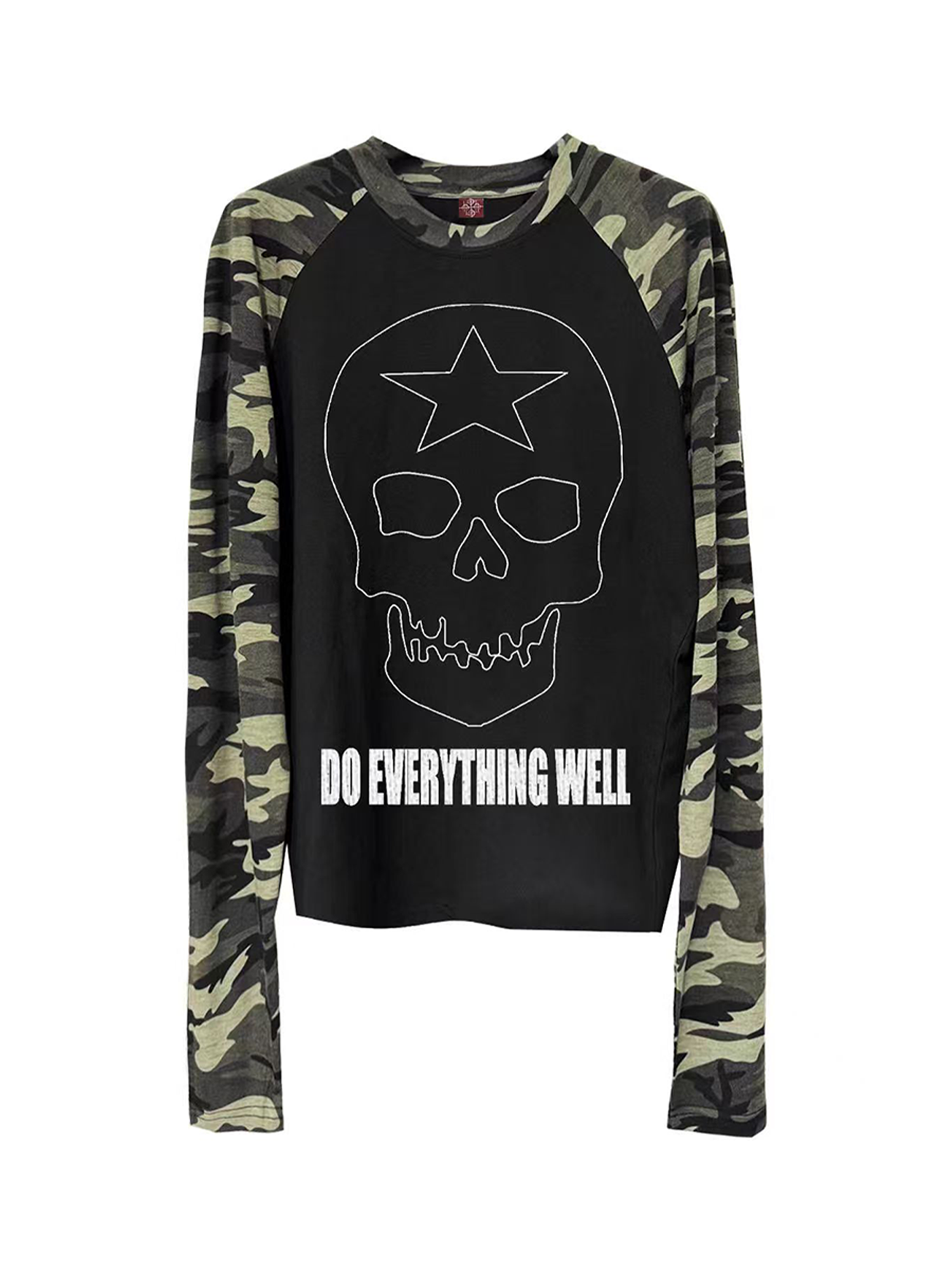 Camo Rebel Star Skull Raglan Tee