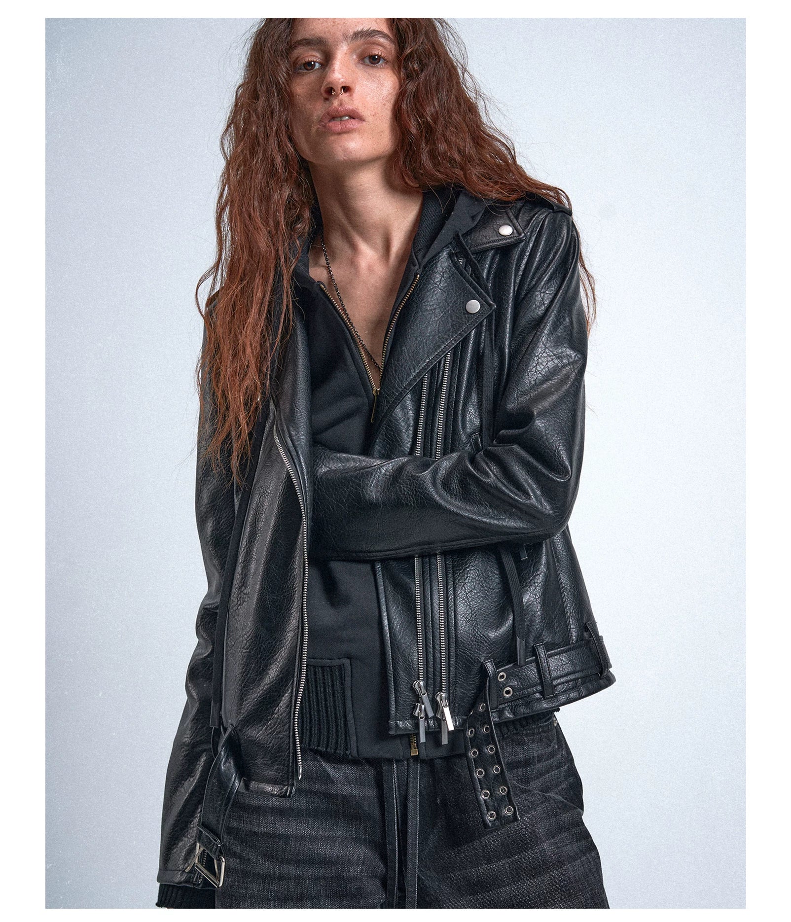 Multi‑Wear Black Moto Trench Coat