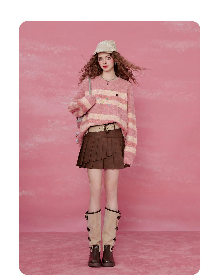 Suéter de mohair rosa rayado