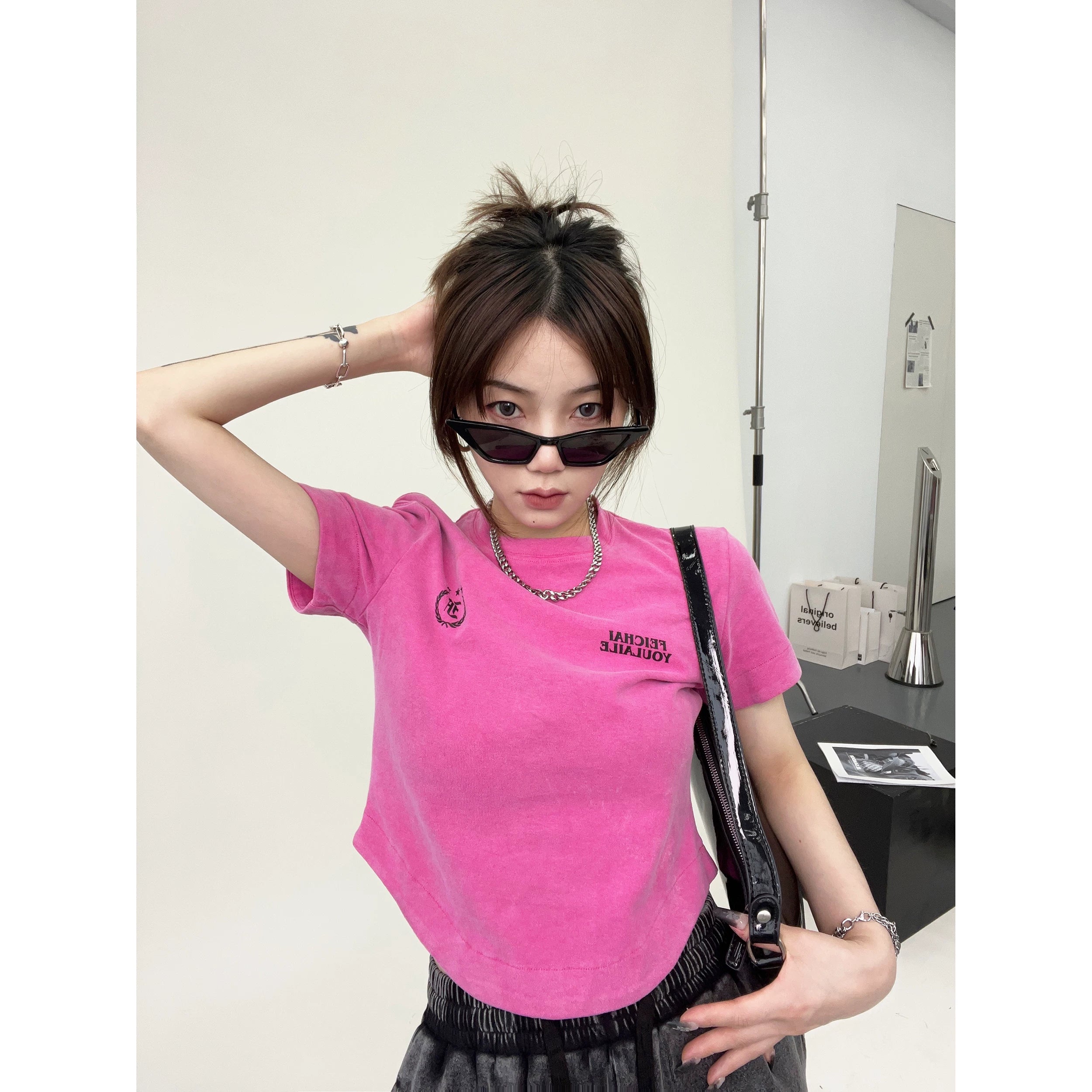 Neon Rebel Fleece Crop Tee