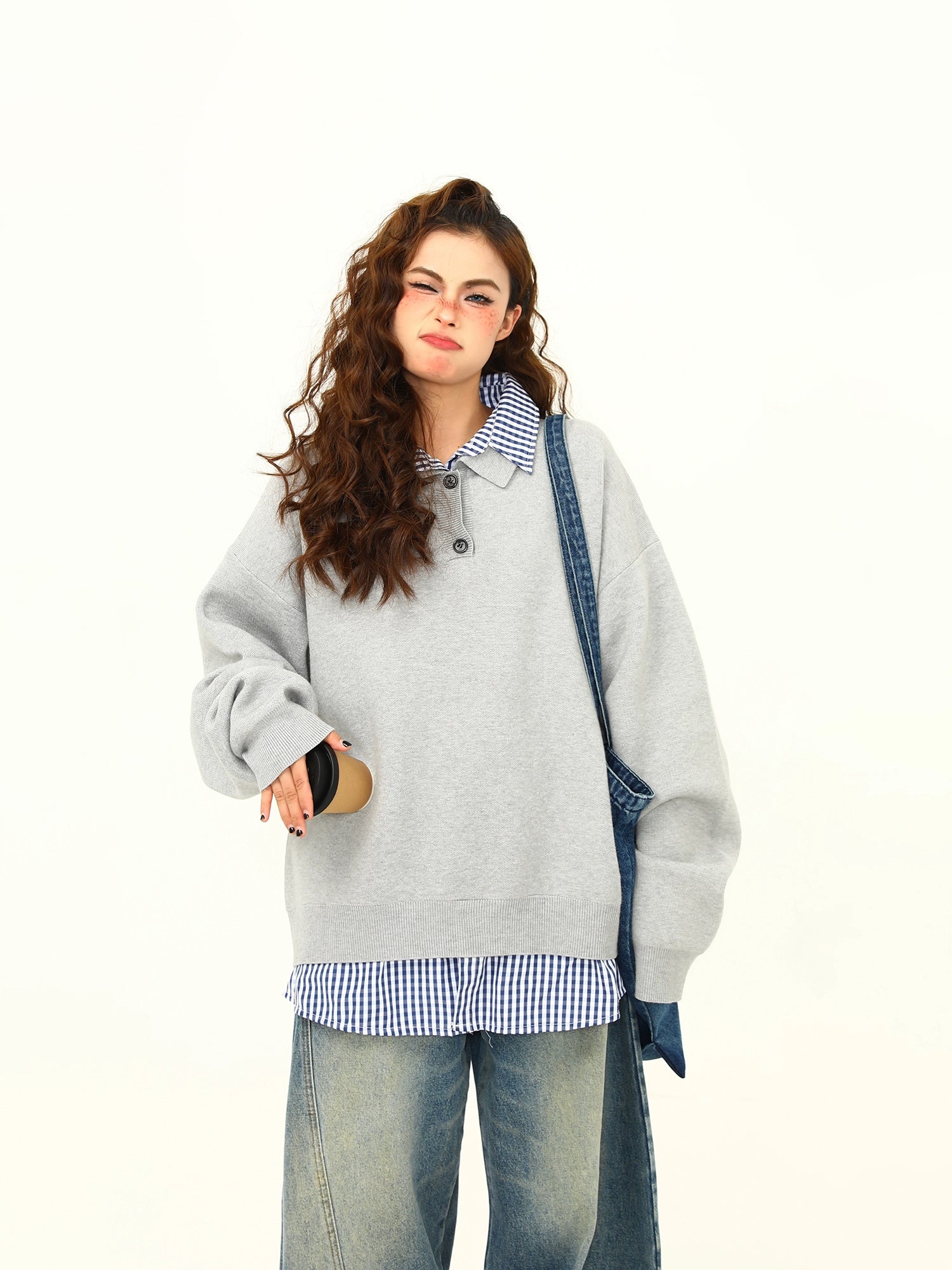 Cloudy Day Oversized Polo Sweater