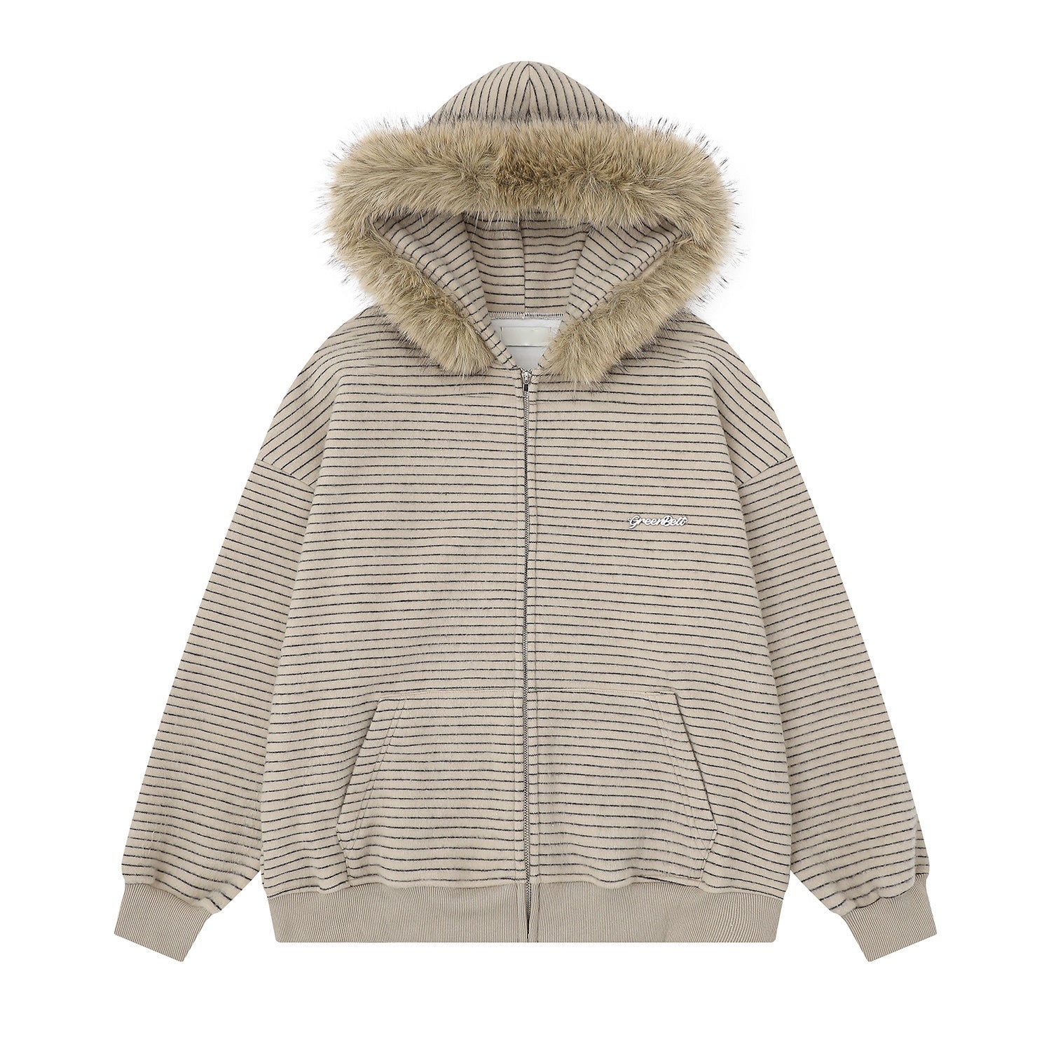 Frostline Striped Faux Fur Hoodie