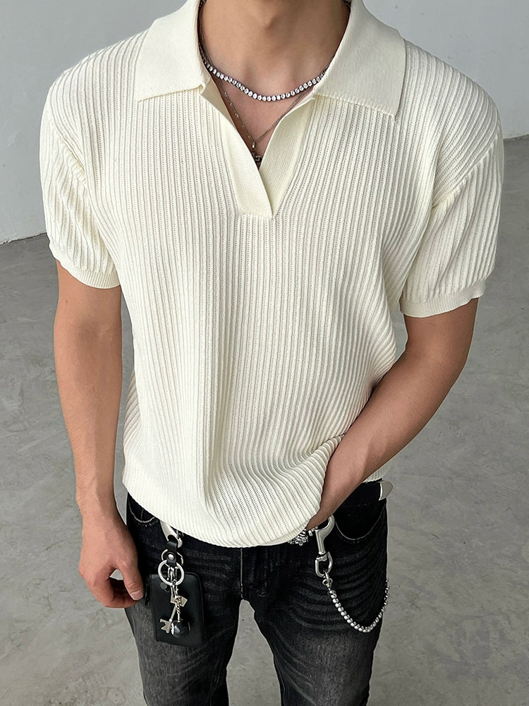 Noir Ridge Knit Polo Shirt