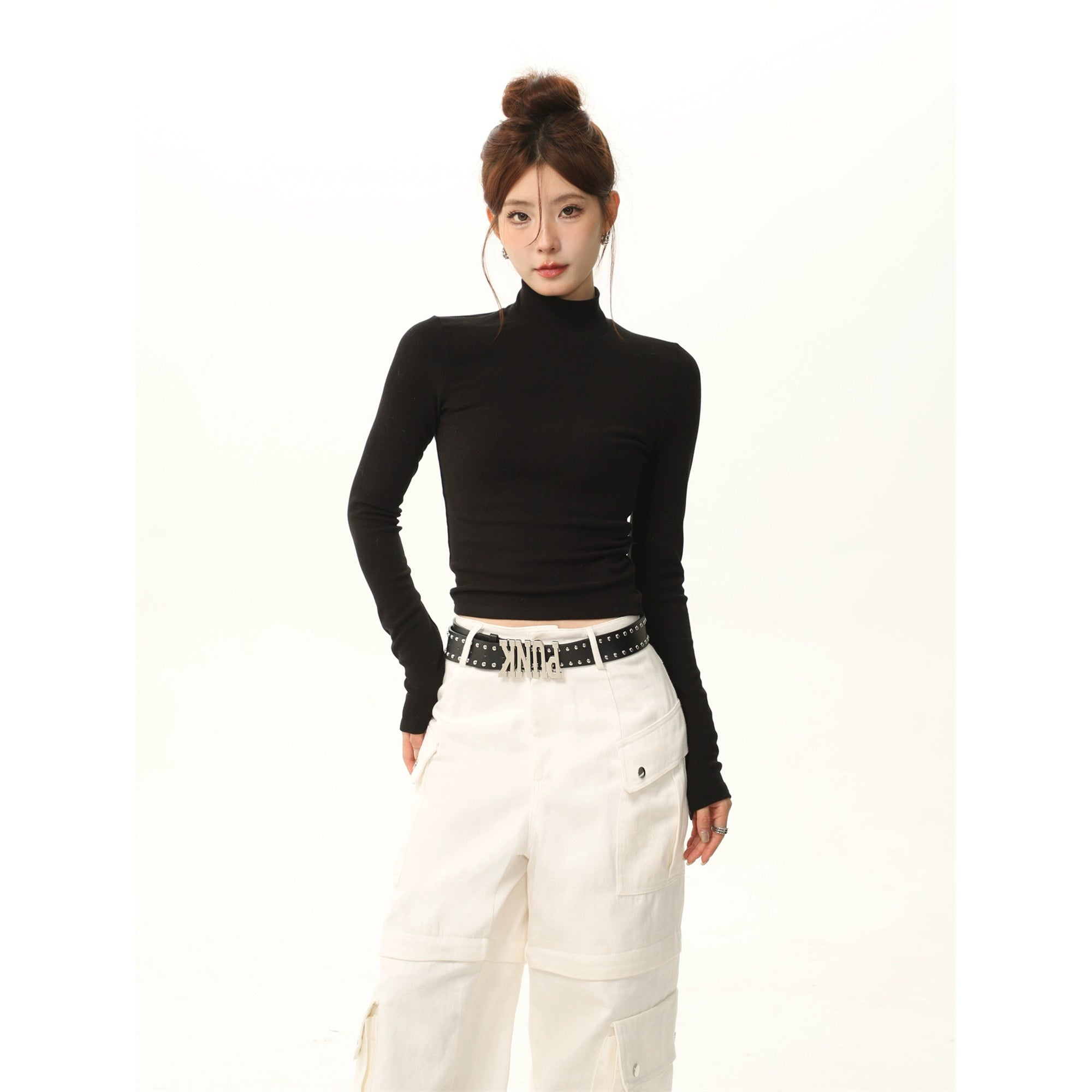 아메리칸 스타일 브러시드 모크넥 롱슬리브 티셔츠