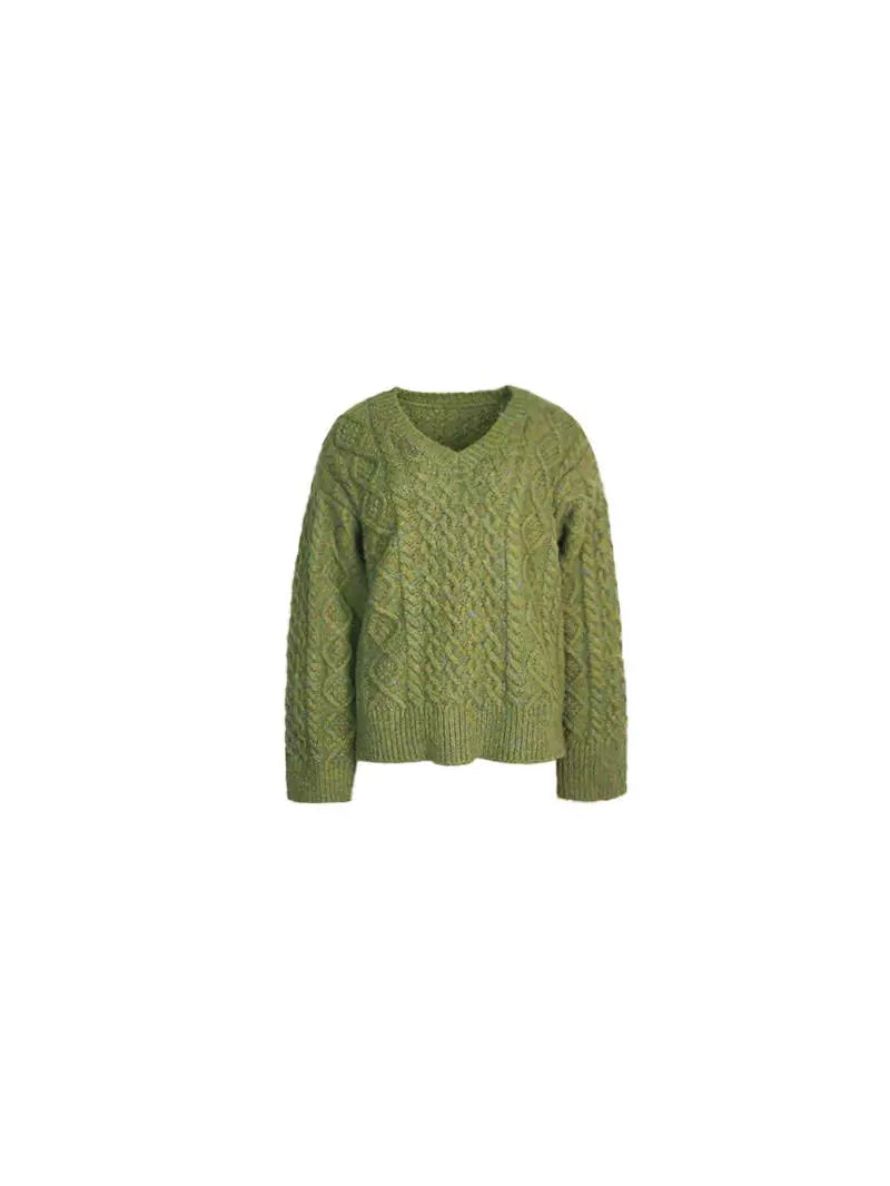 Soft Cable Knit V-Neck Sweater
