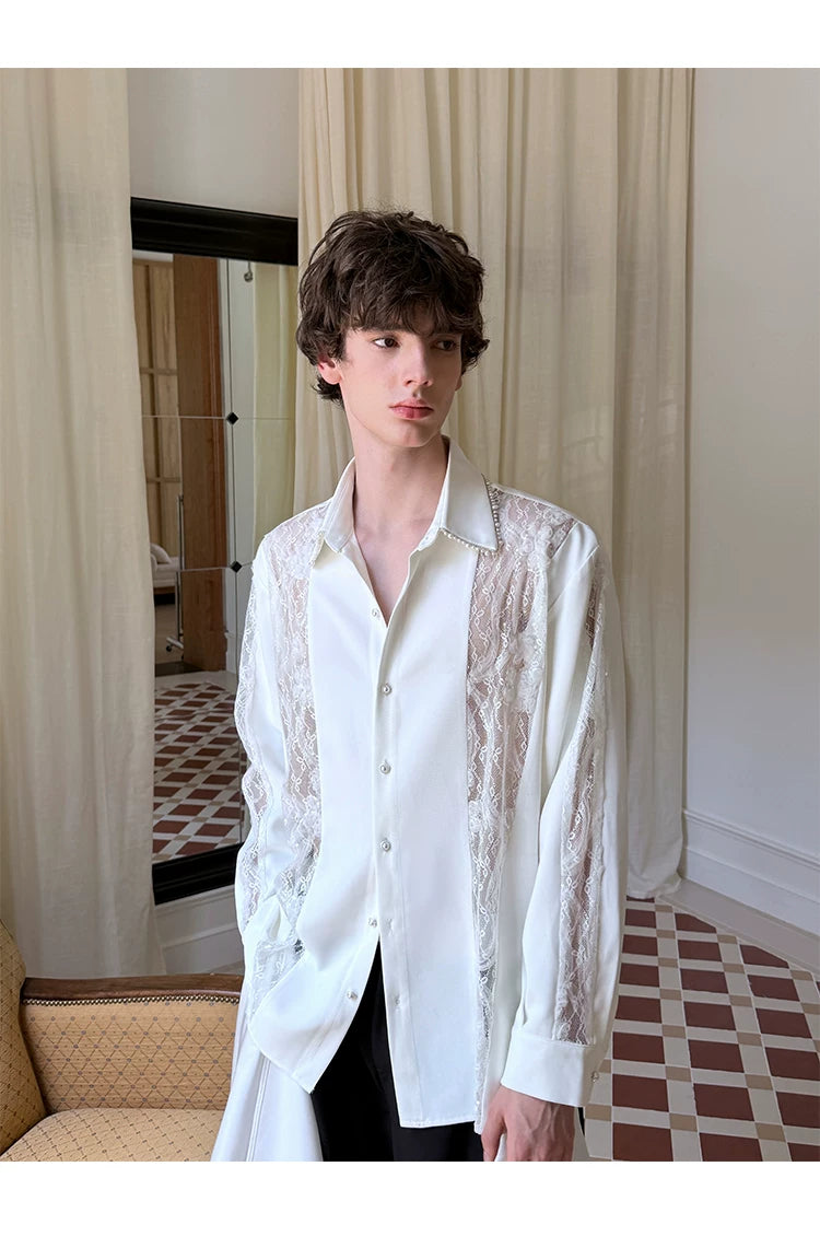 Ivory Reverie Pearl Lace Shirt