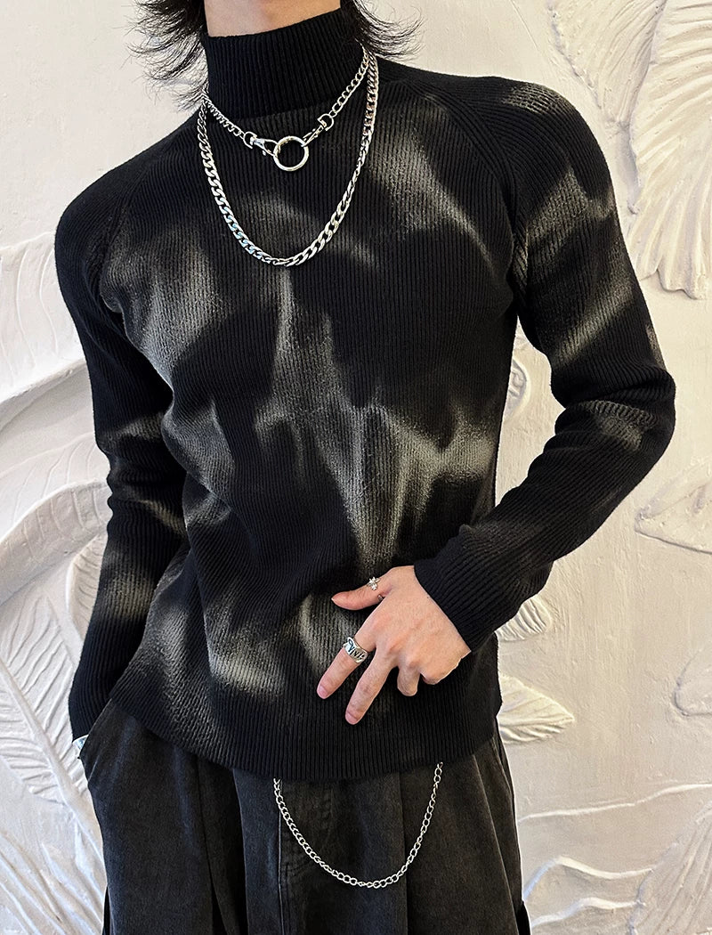 Nebula Fade Ribbed Turtleneck Sweater