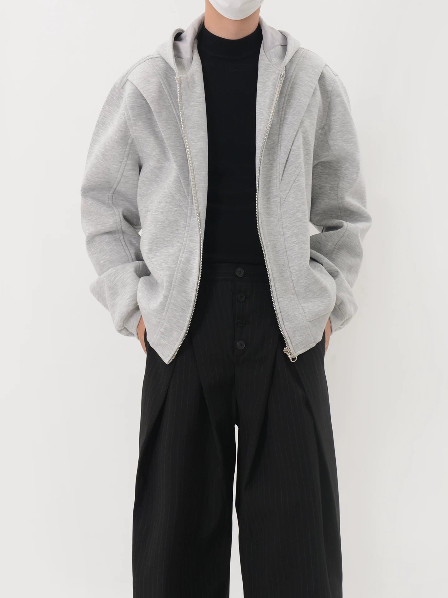 Seamed Zip-Up Hooded Jacket