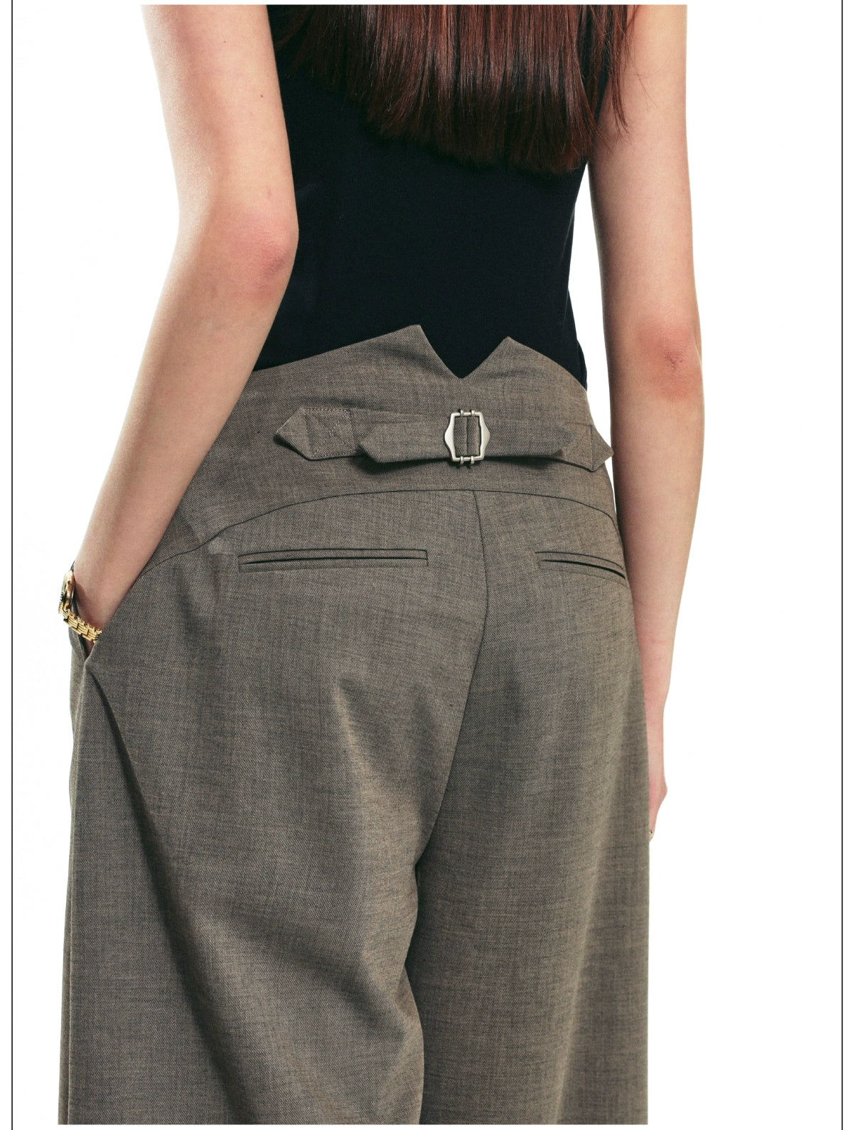 Draped Wrap Wide-Leg Pants